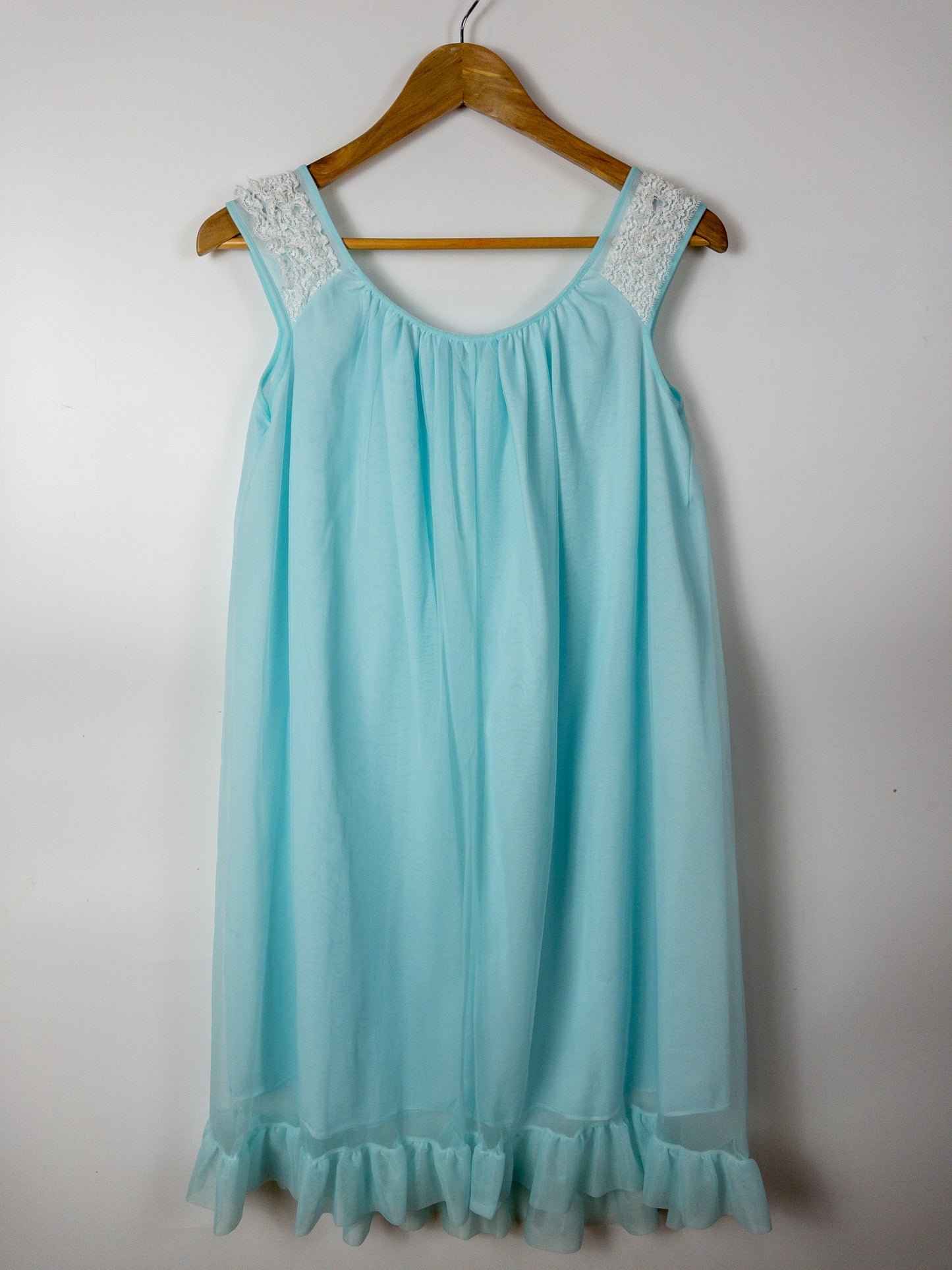 Sweet Vintage Baby Blue Sleeveless Night Dress XS