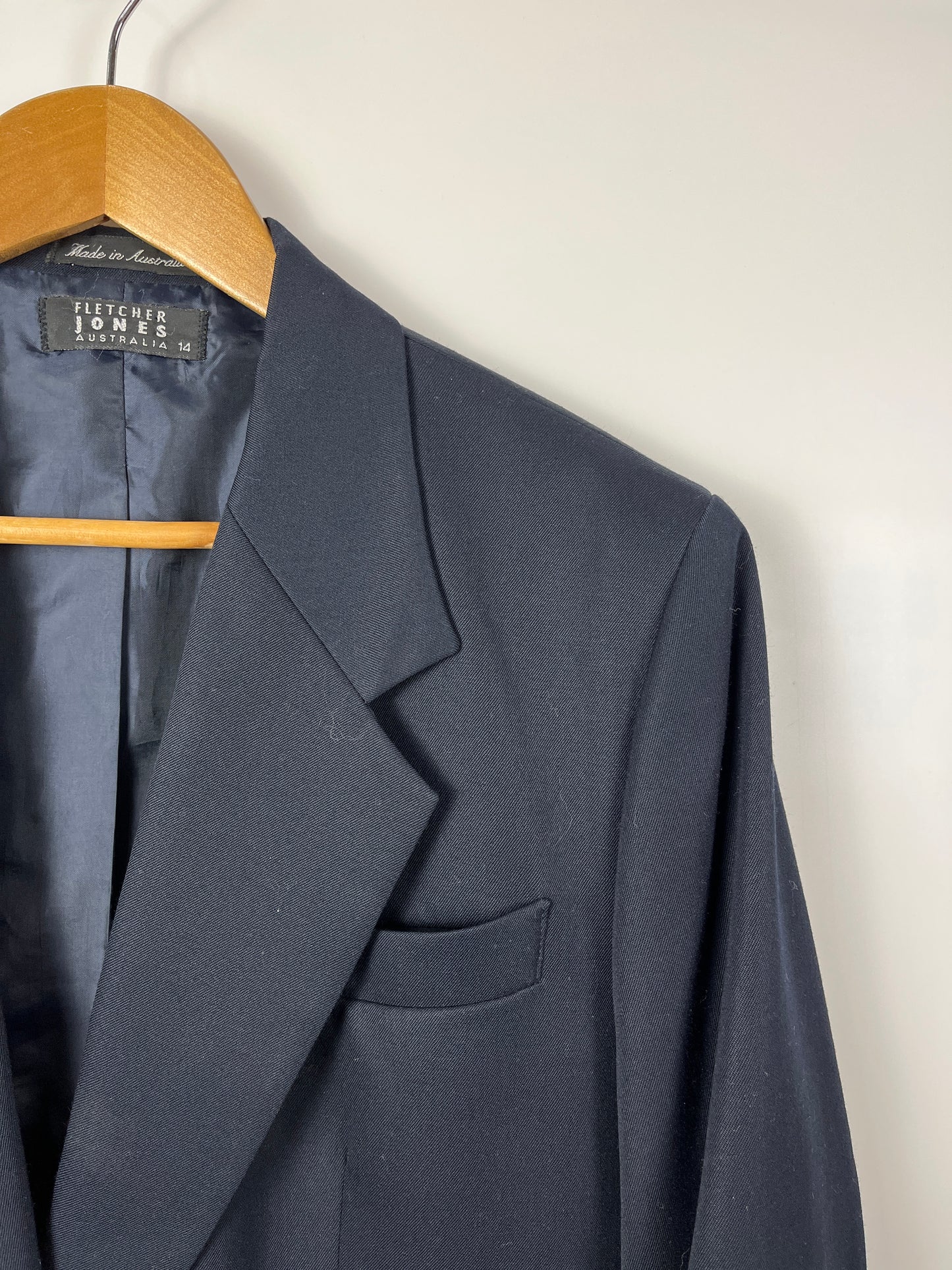 Vintage FLETCHER JONES Navy Wool Blend Blazer Size 14