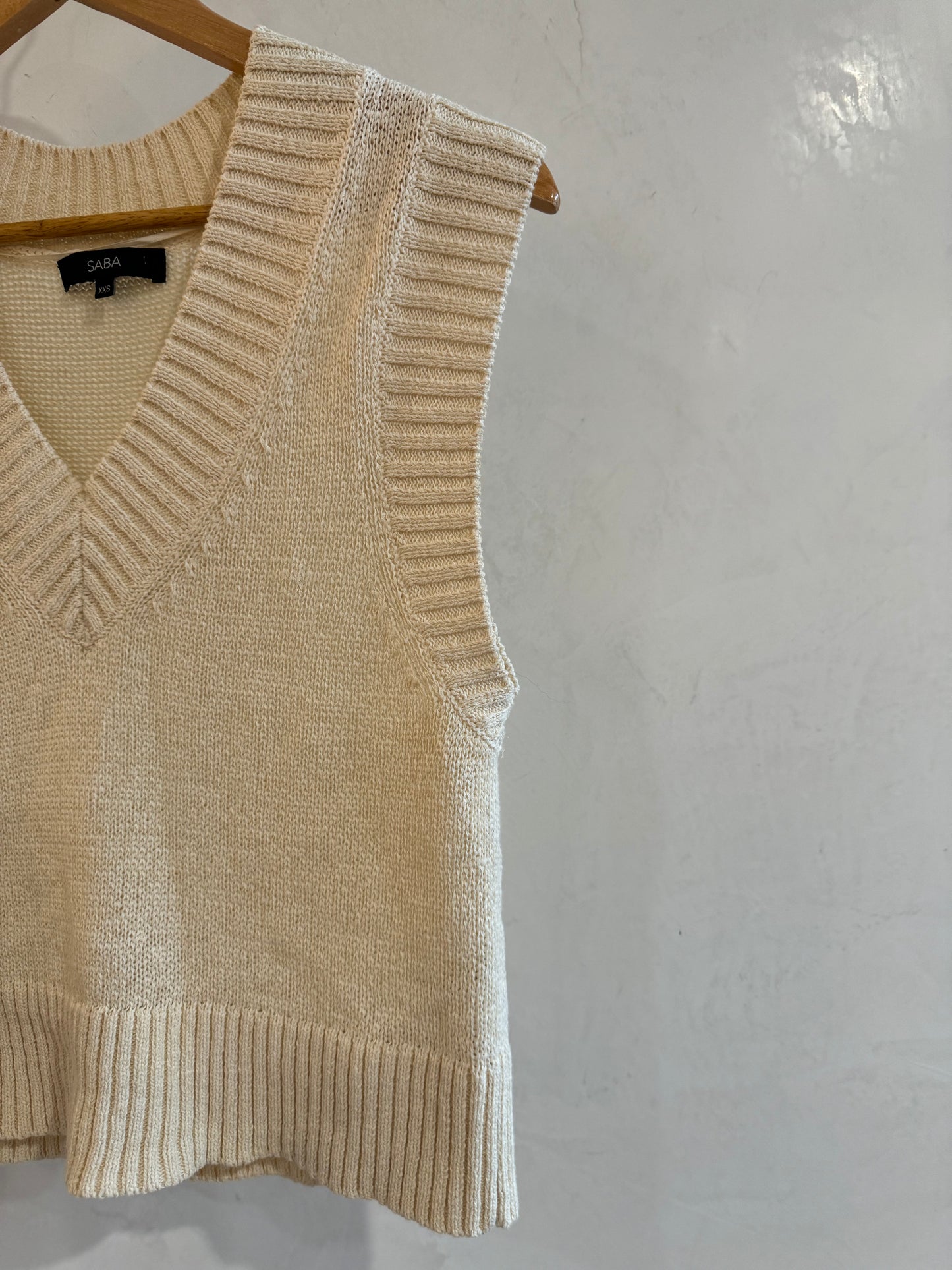 SABA Cream Linen Blend Vest Size XS