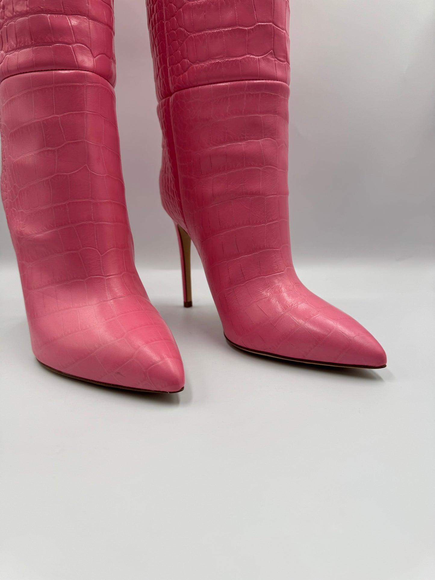 PARIS TEXAS Crocodile Embossed Leather Boots 38.5