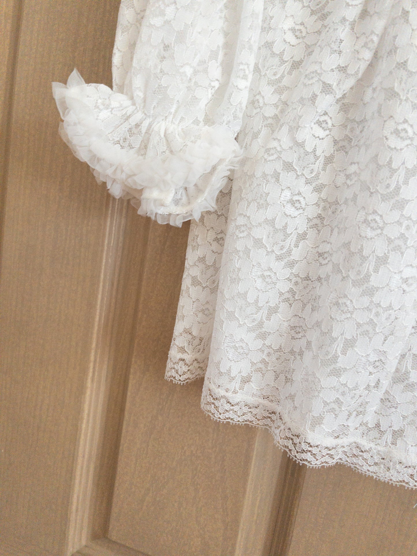 Vintage Crop White Lace Night Top Size S
