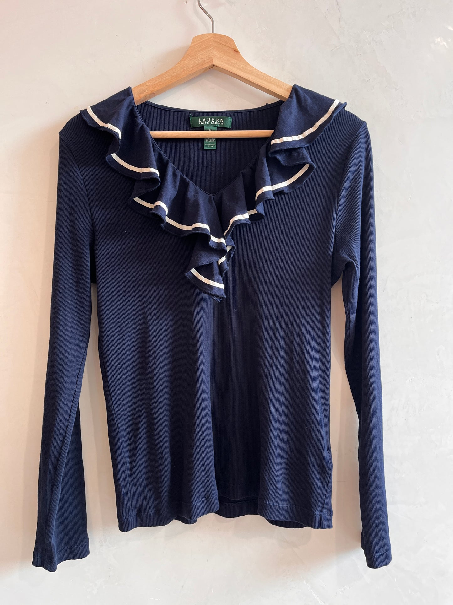 LAUREN By Ralph Lauren Navy Nautical Top M