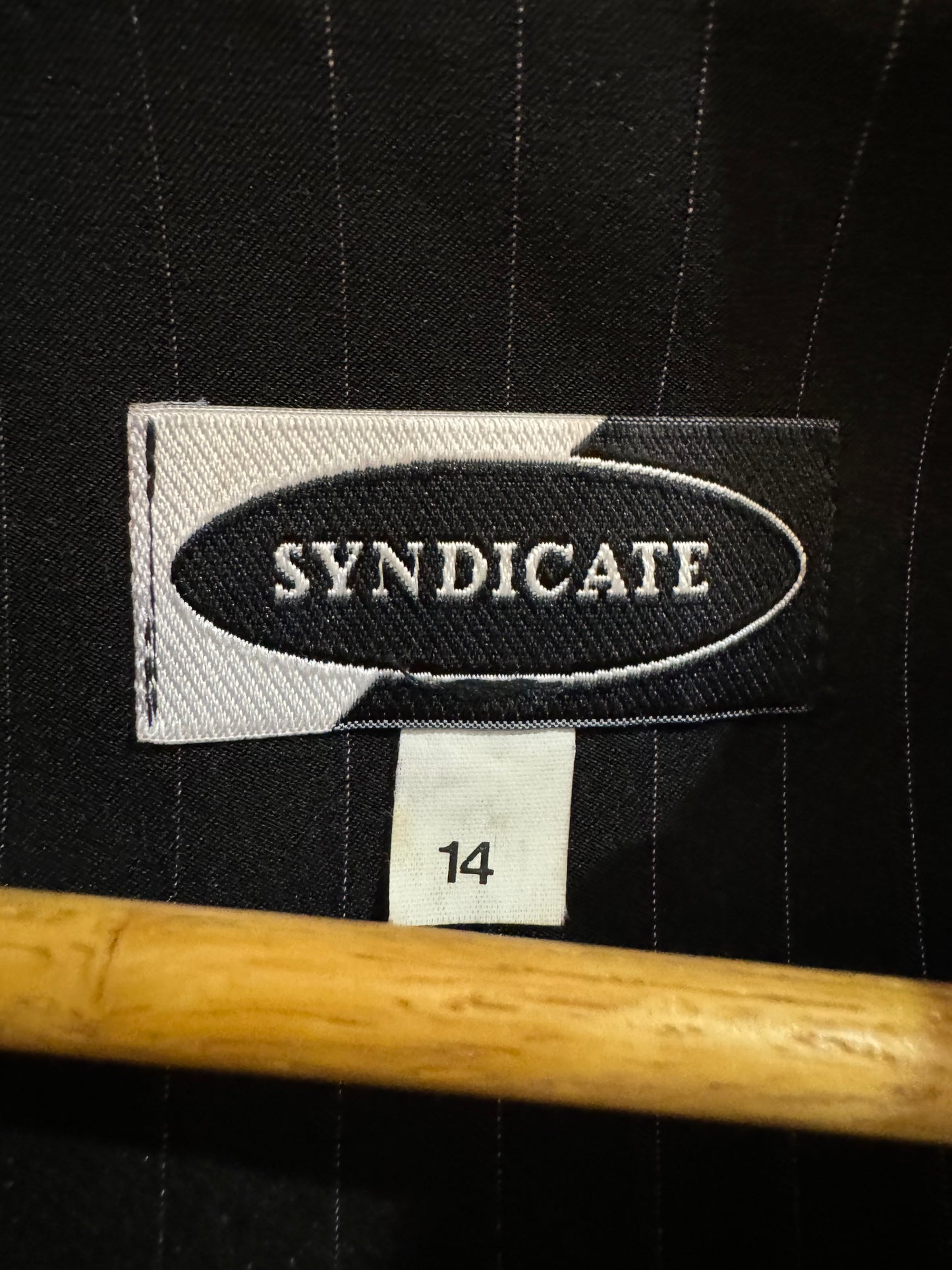 SYNDICATE Vintage Black belted striped jacket Size 14