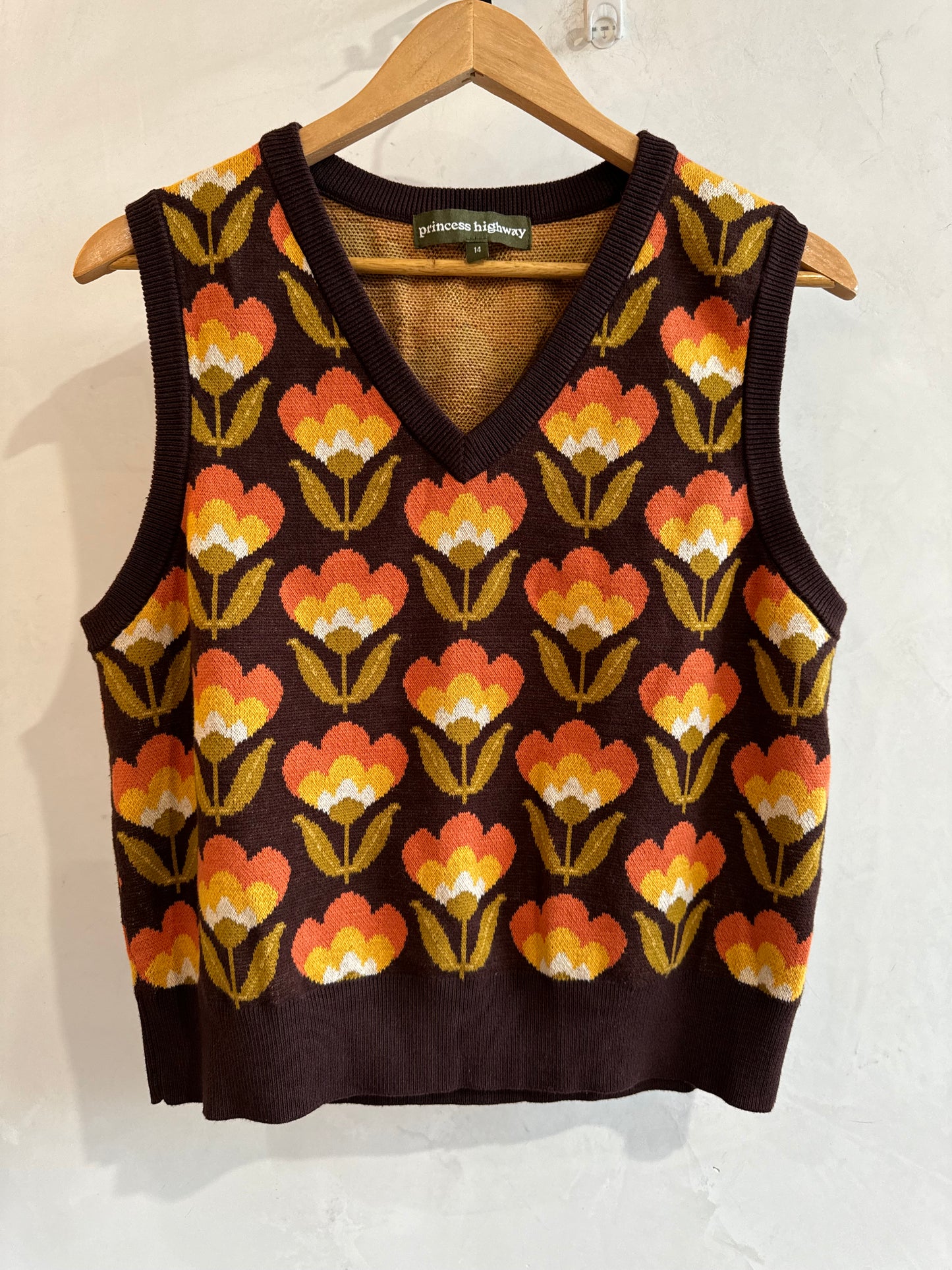 PRINCESS HIGHWAY Retro Tulip Print Vest Size 14