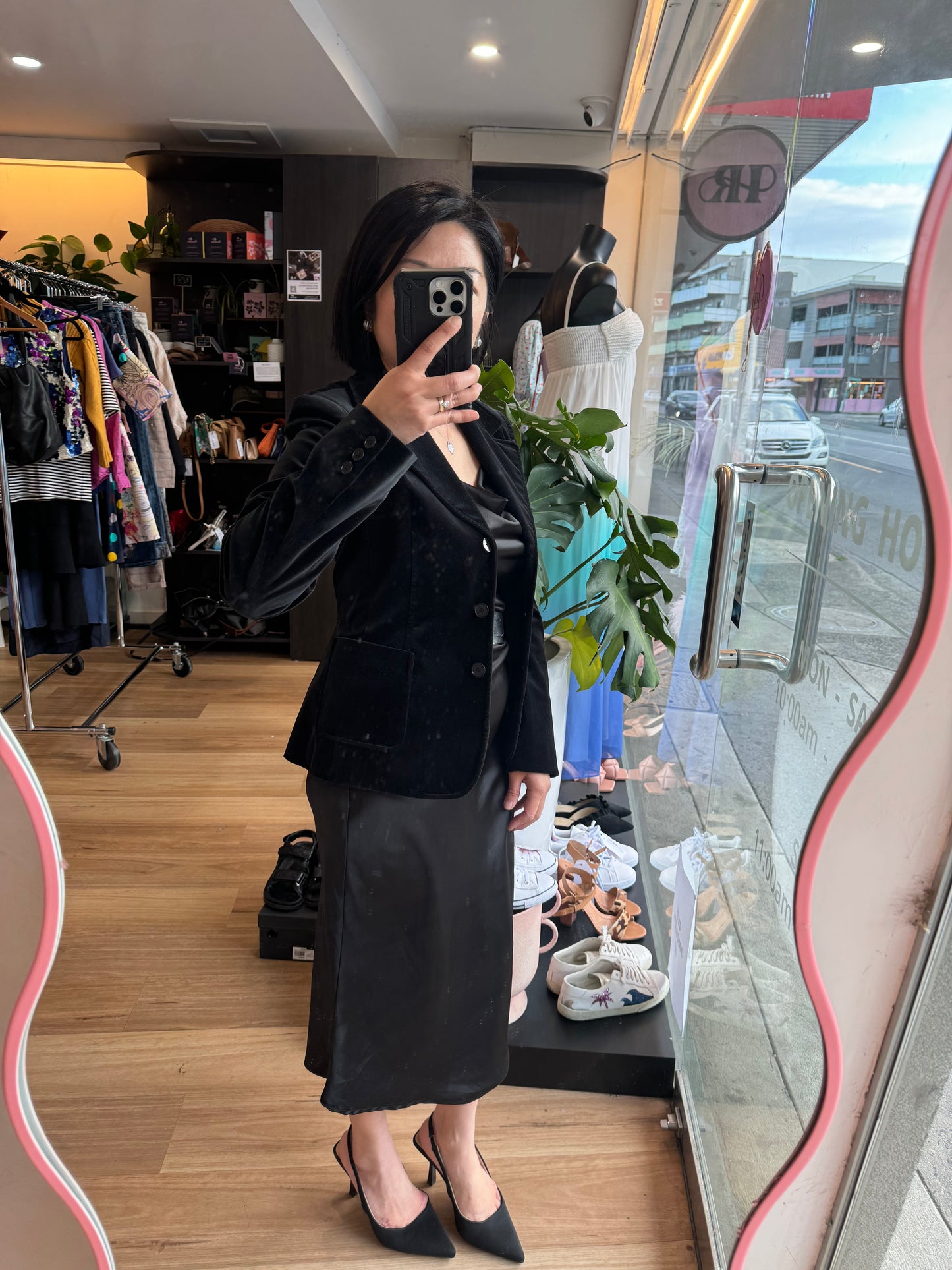 COUNTRY ROAD Black Velvet Blazer Size XS