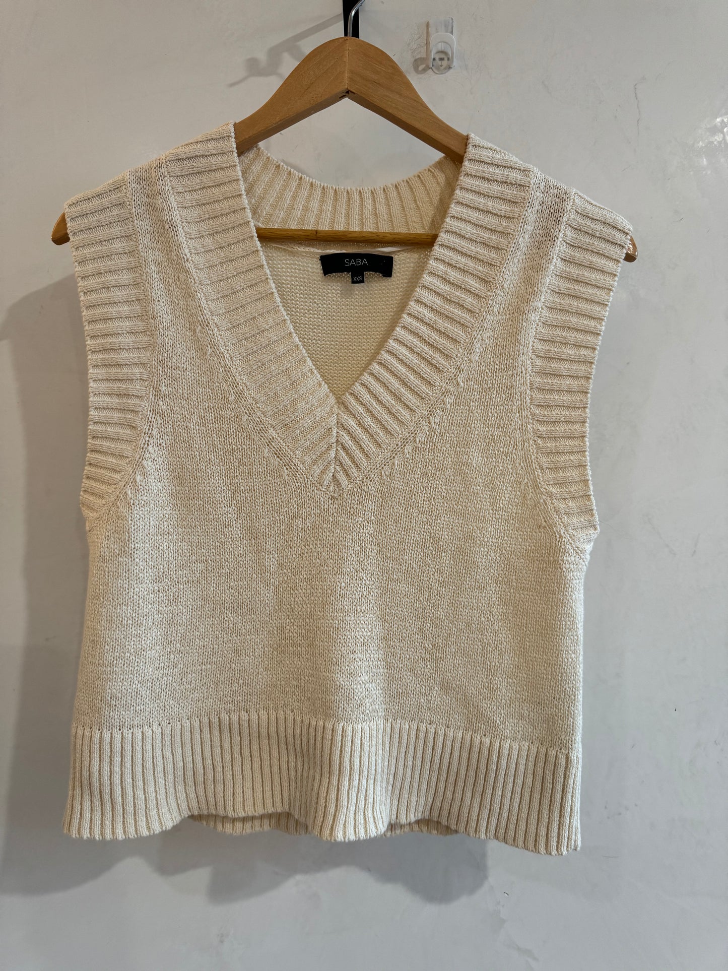 SABA Cream Linen Blend Vest Size XS