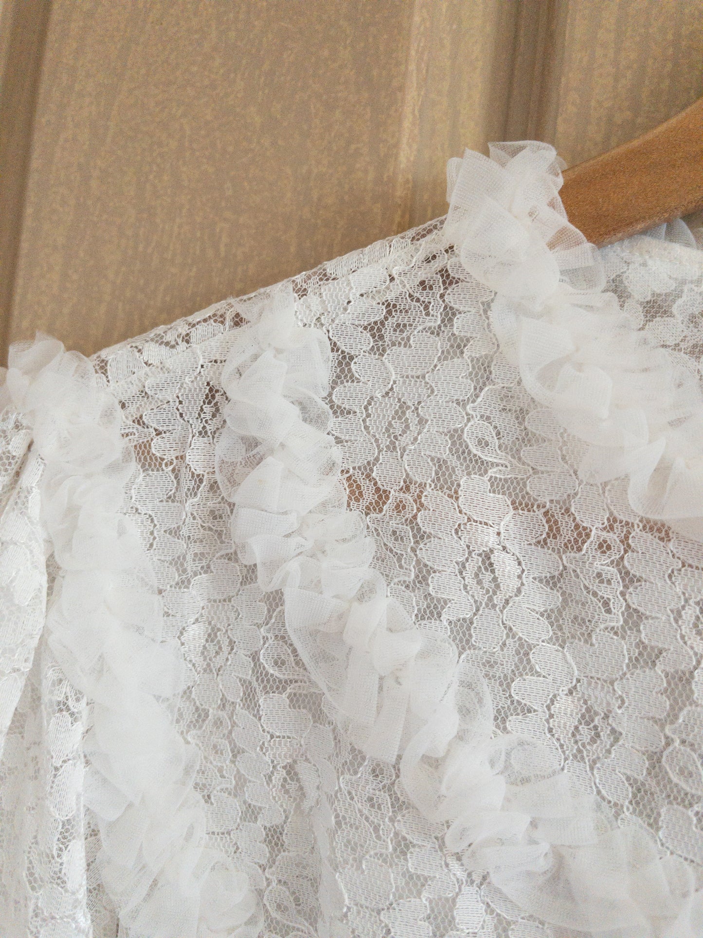 Vintage Crop White Lace Night Top Size S