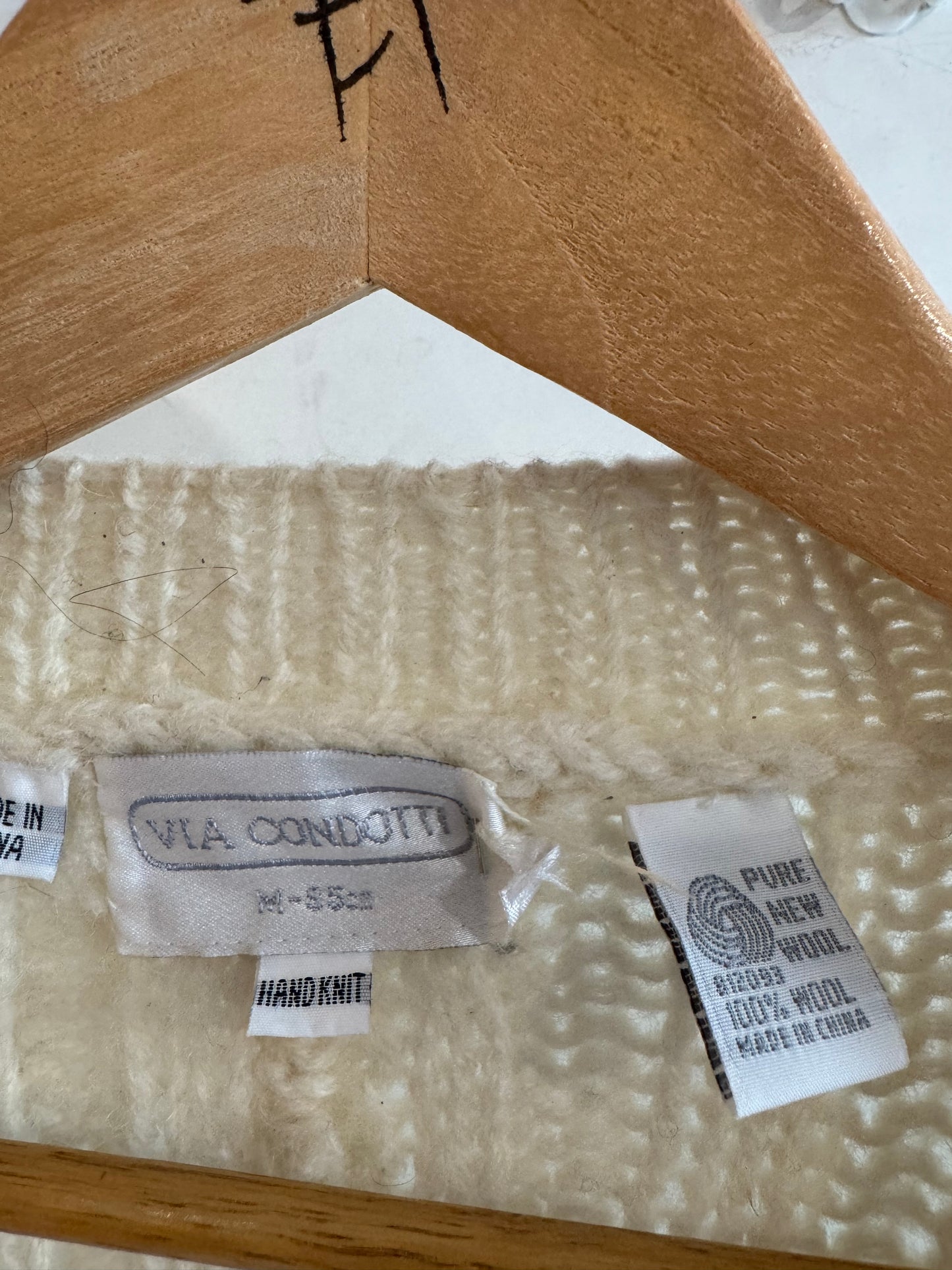 VIA CONDOTTI Vintage Cream Chunky Knit Cardigan Size M