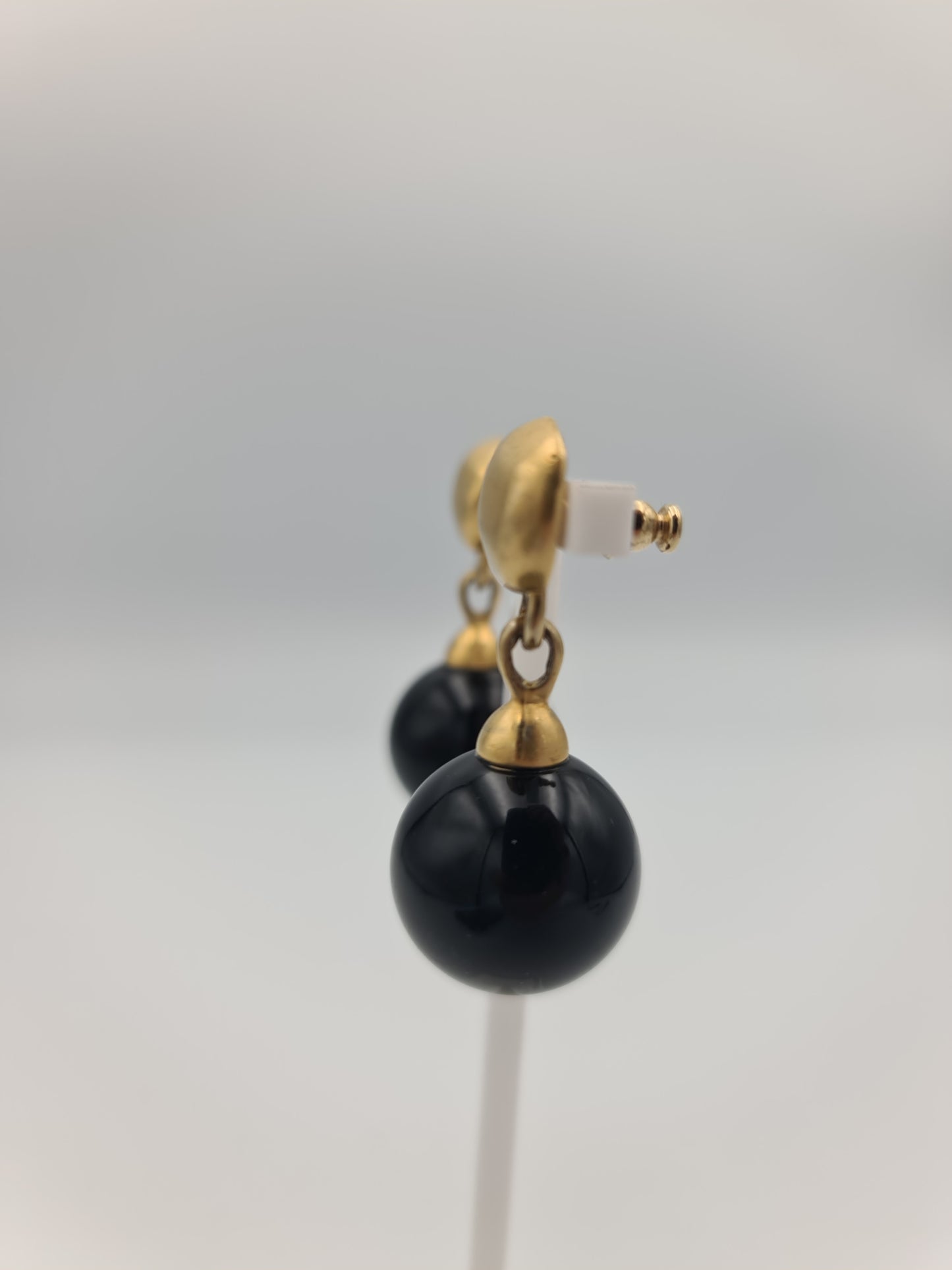 Black Drop Gold Plated Earrings