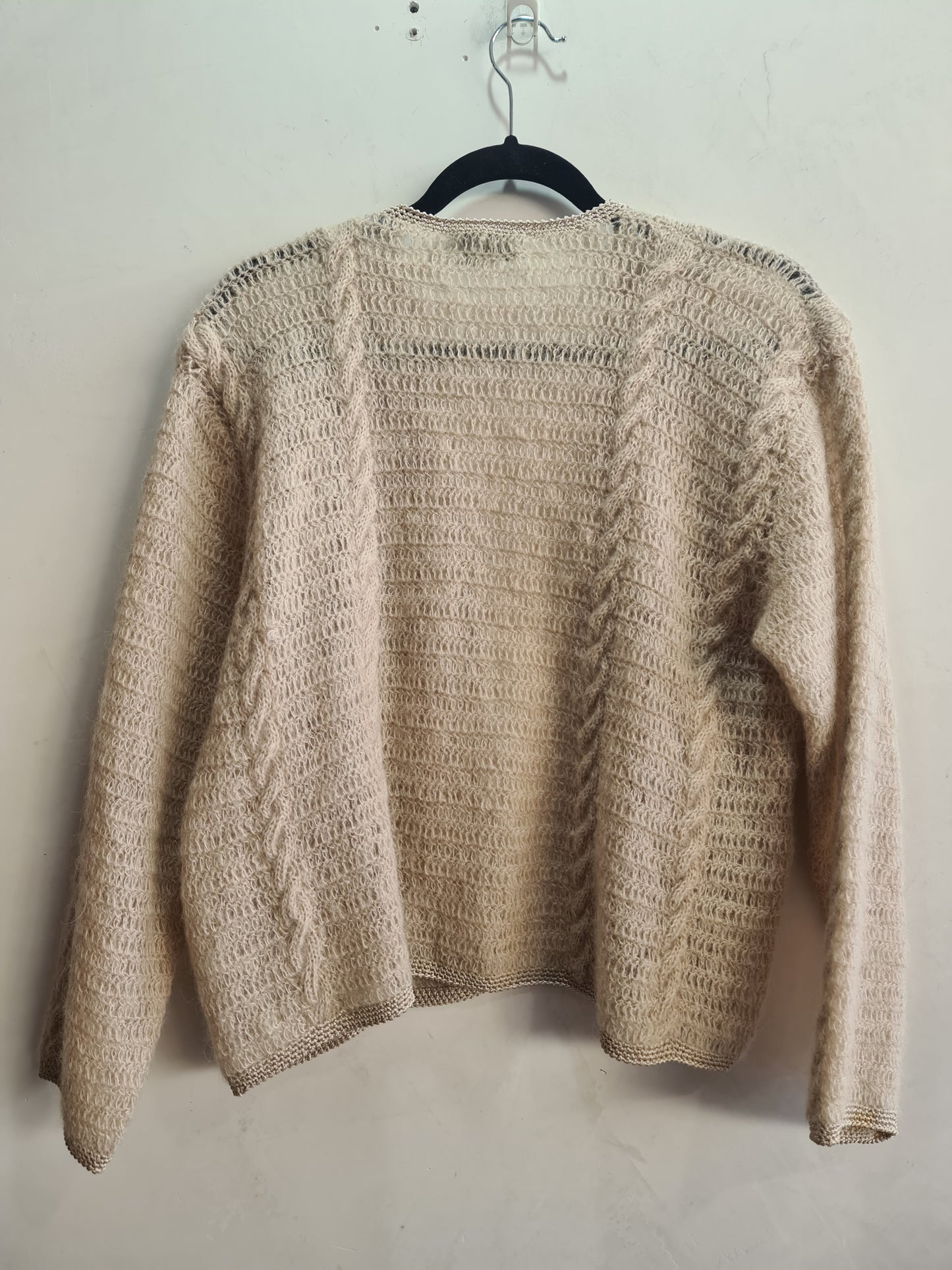 Vintage Elegant Beige Mohair Cardigan - size M