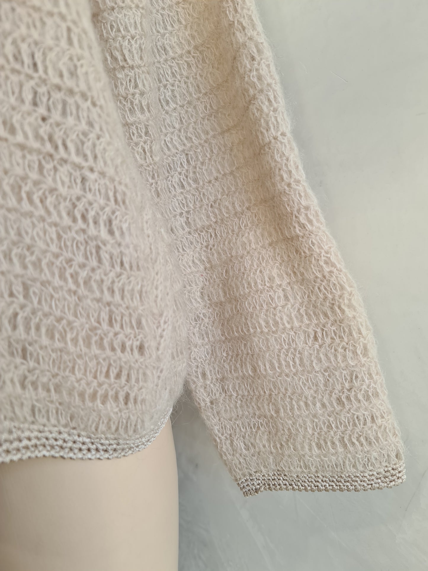 Vintage Elegant Beige Mohair Cardigan - size M