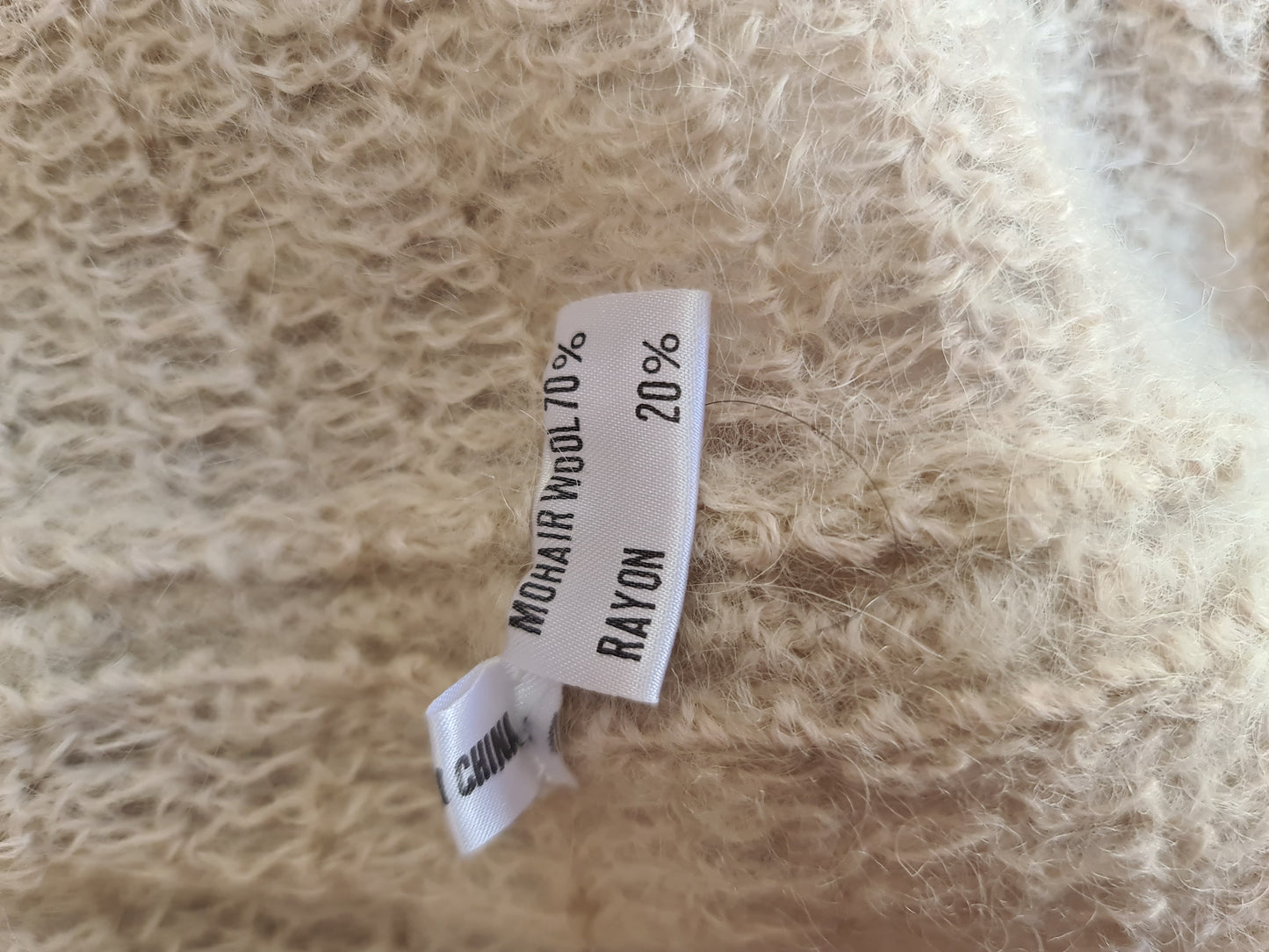 Vintage Elegant Beige Mohair Cardigan - size M