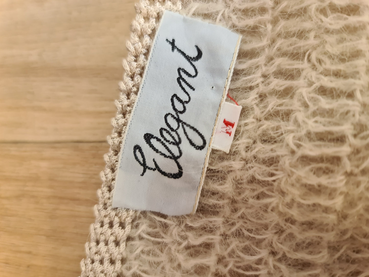 Vintage Elegant Beige Mohair Cardigan - size M
