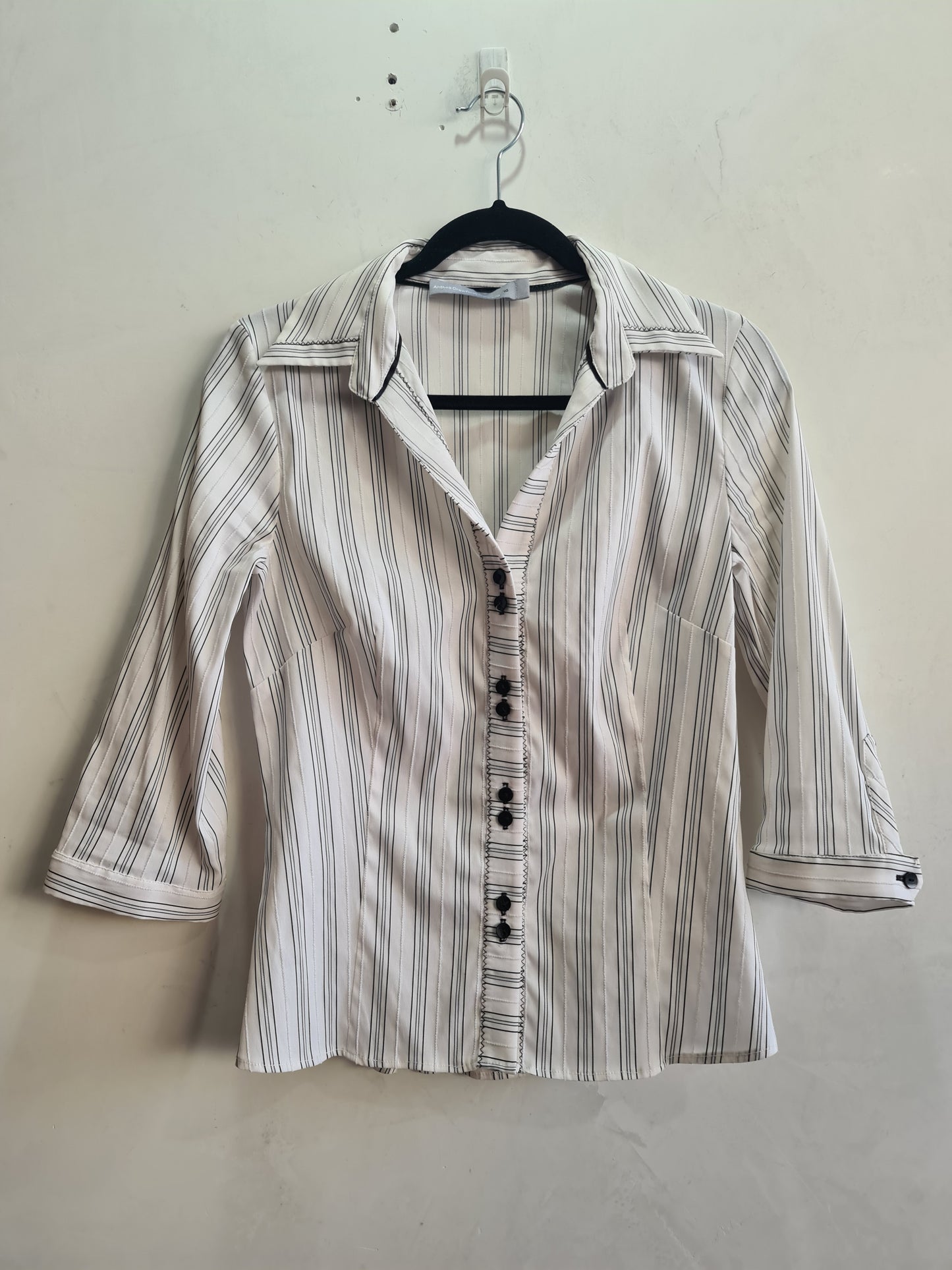 Anthea Crawford White with Black Stripe shirt - size 10