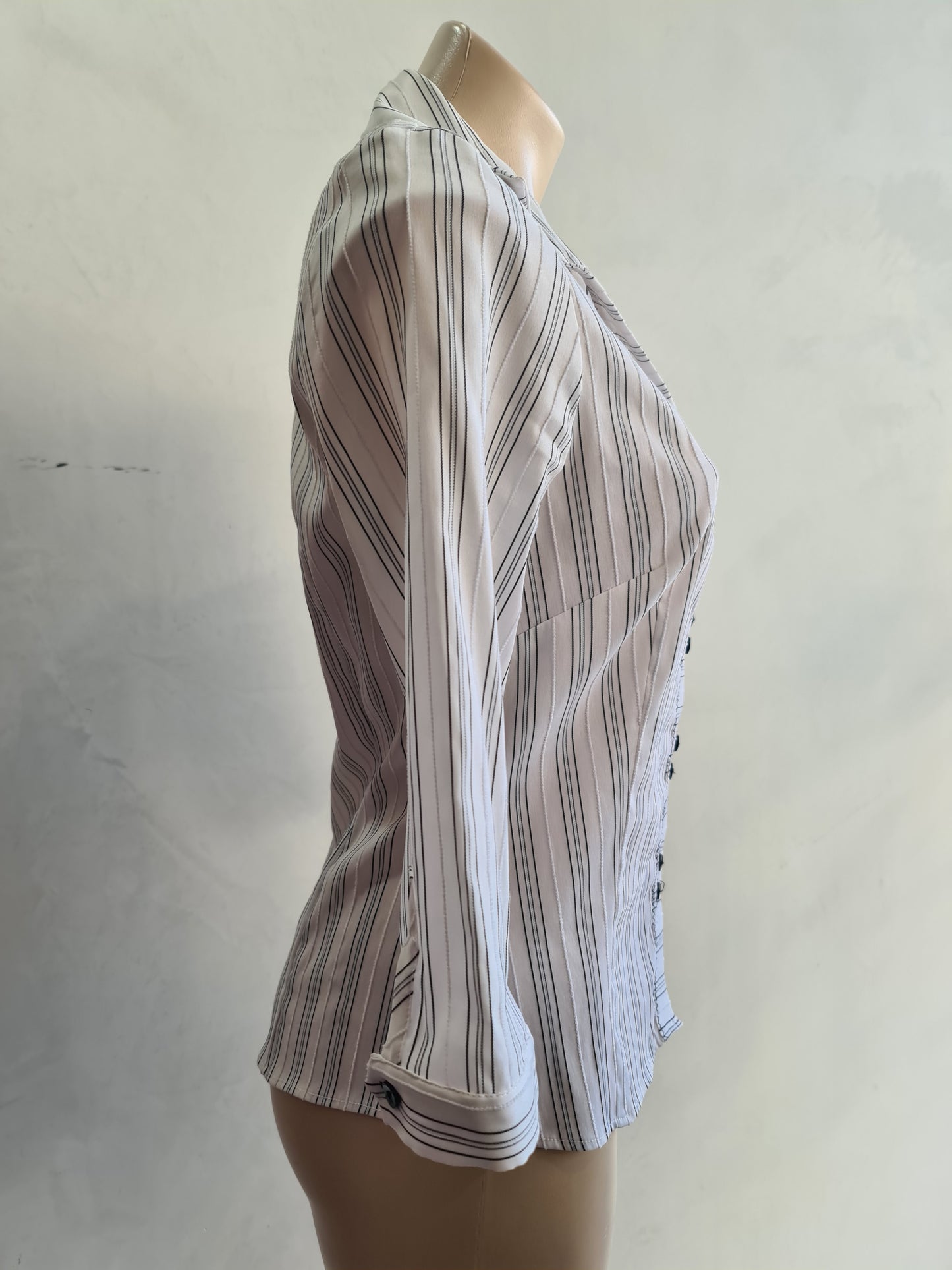 Anthea Crawford White with Black Stripe shirt - size 10