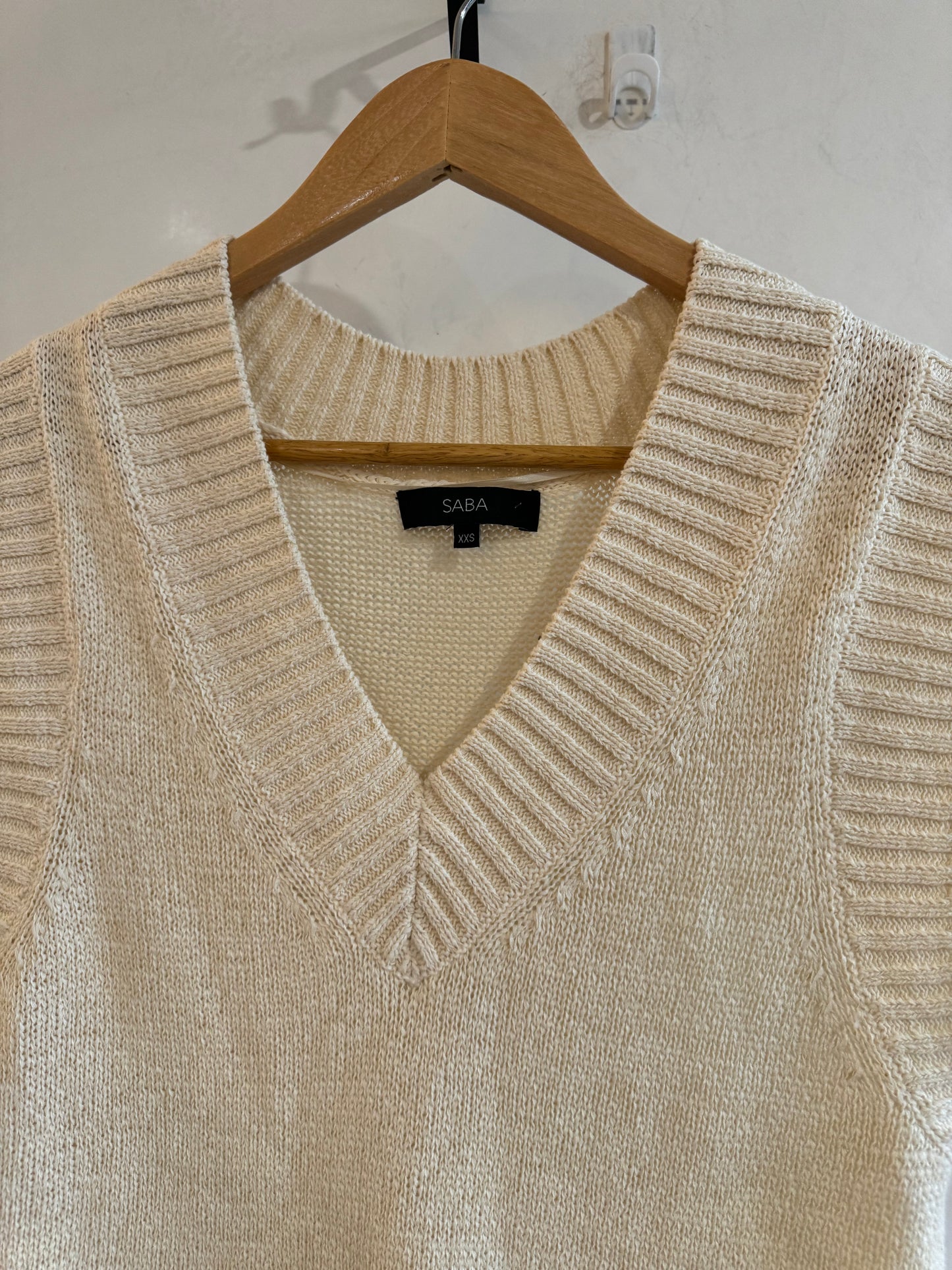 SABA Cream Linen Blend Vest Size XS