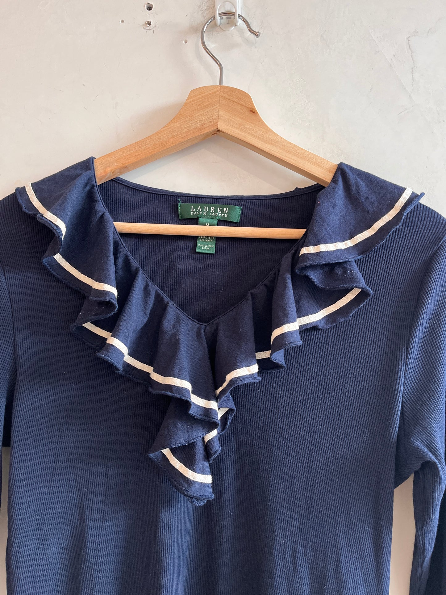 LAUREN By Ralph Lauren Navy Nautical Top M