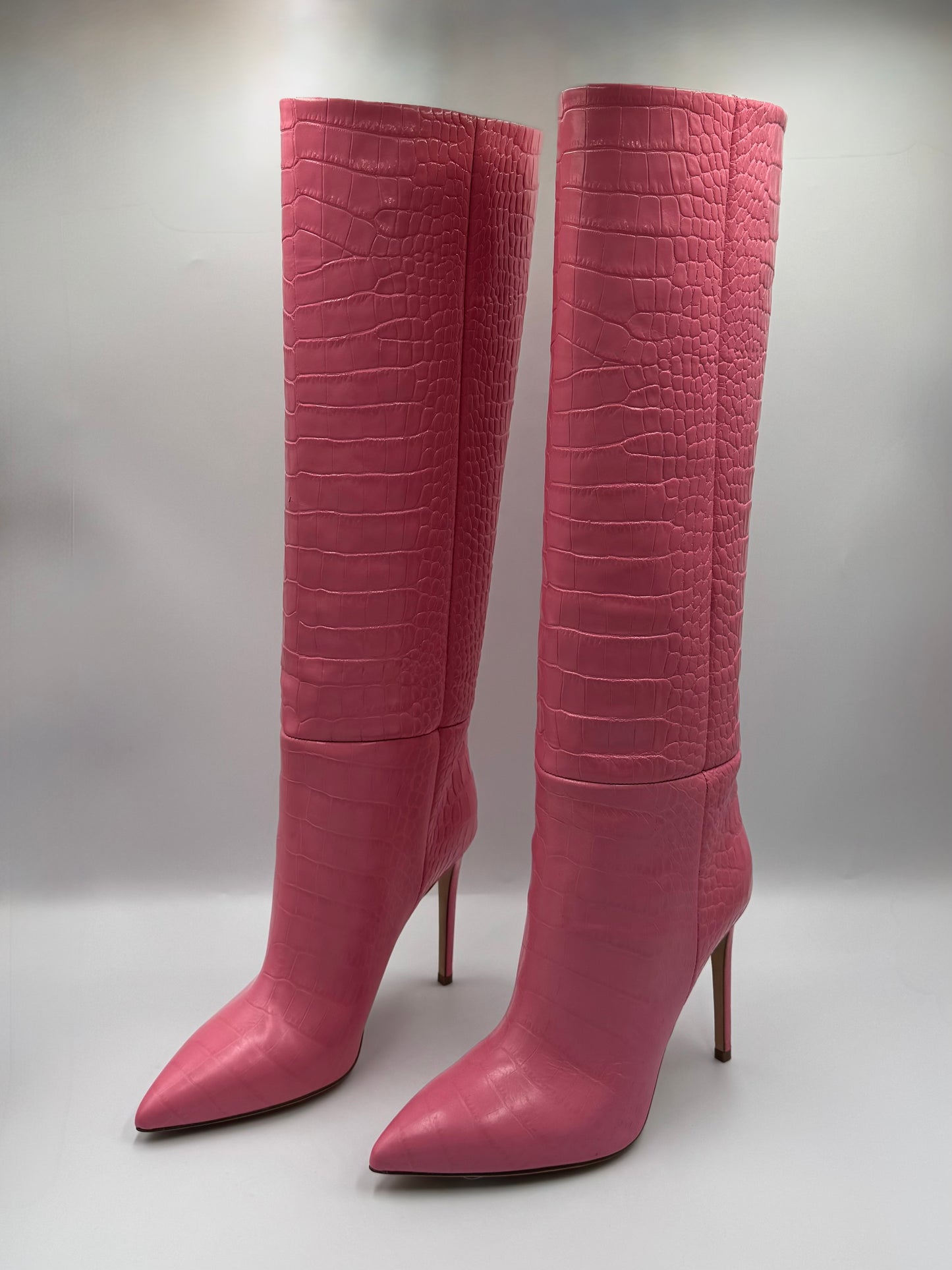 PARIS TEXAS Crocodile Embossed Leather Boots 38.5