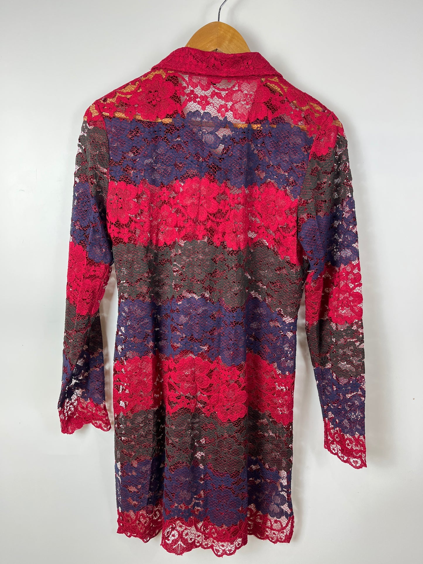 CAPTURE Sheer Lace Shirt Dress Size 40