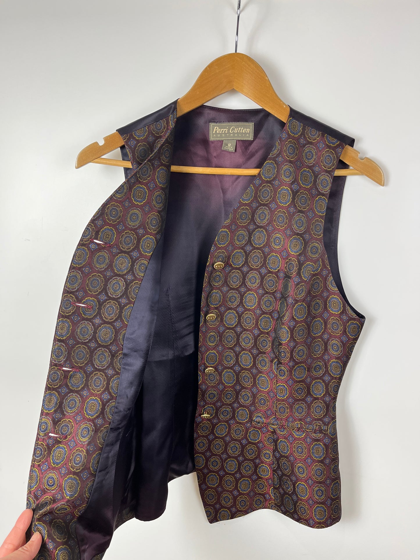 Vintage PERRI CUTTEN Brocade Vest Size 12