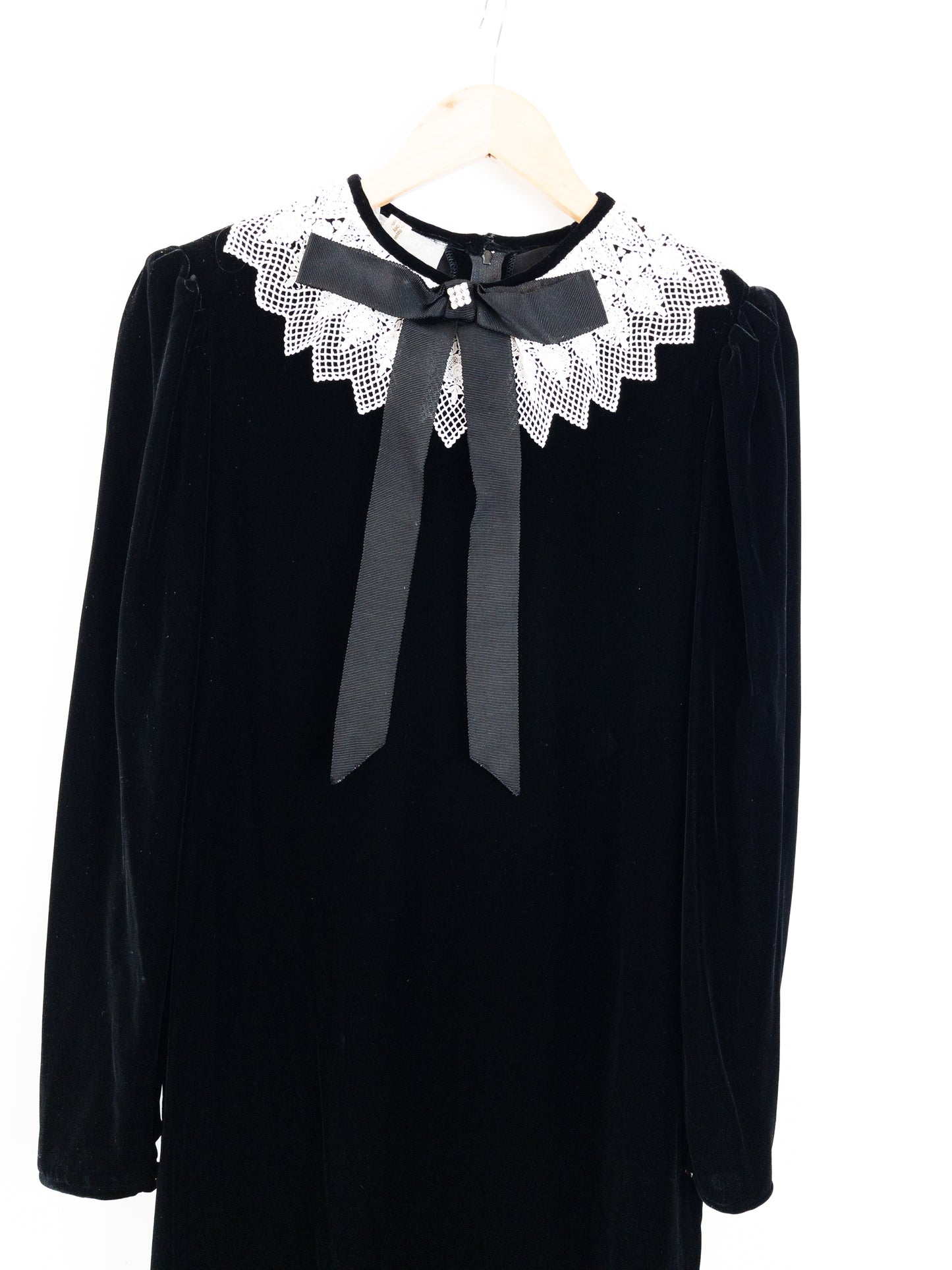 Vintage PERRI CUTTEN Black Velvet Midi Dress S/M