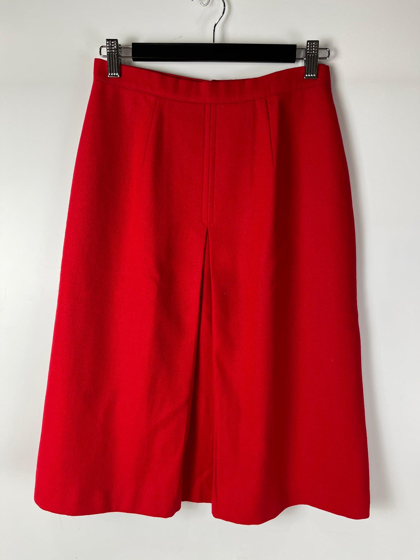 Vintage Red Wool A-Line Midi Skirt Size 8