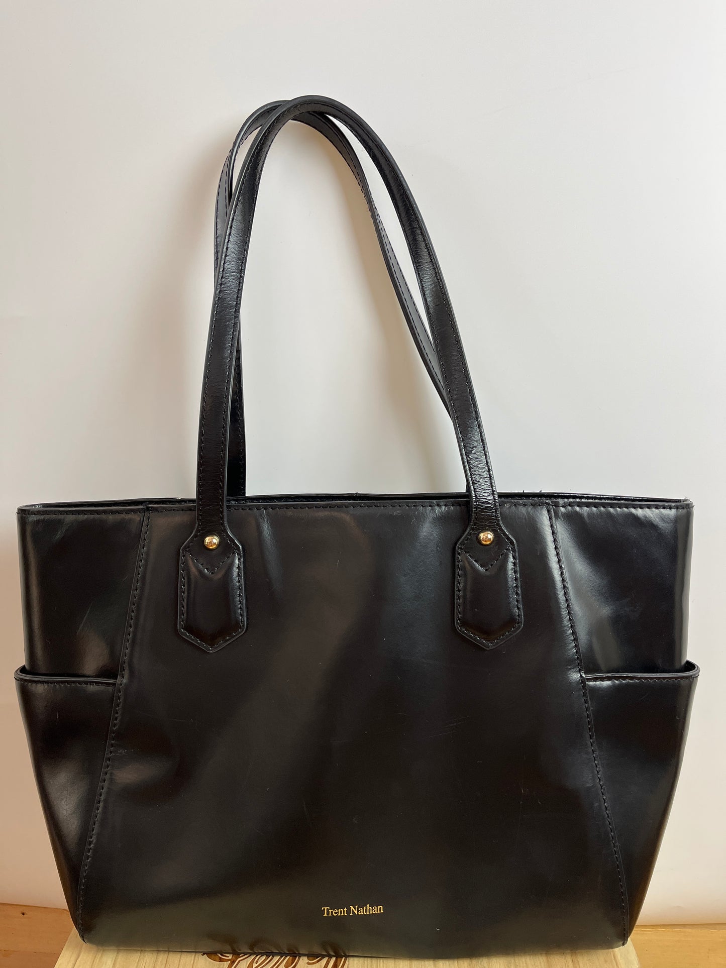 Vintage TRENT NATHAN Black Leather Tote