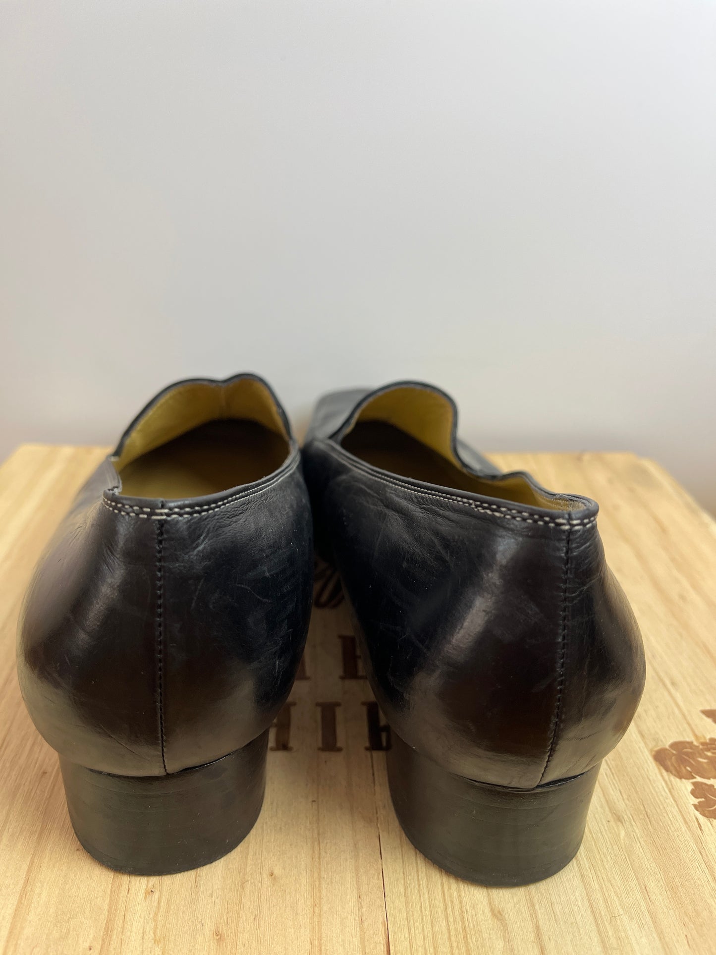 Vintage SACCHETTO TRIMOND Black Leather Mules Size 39.5