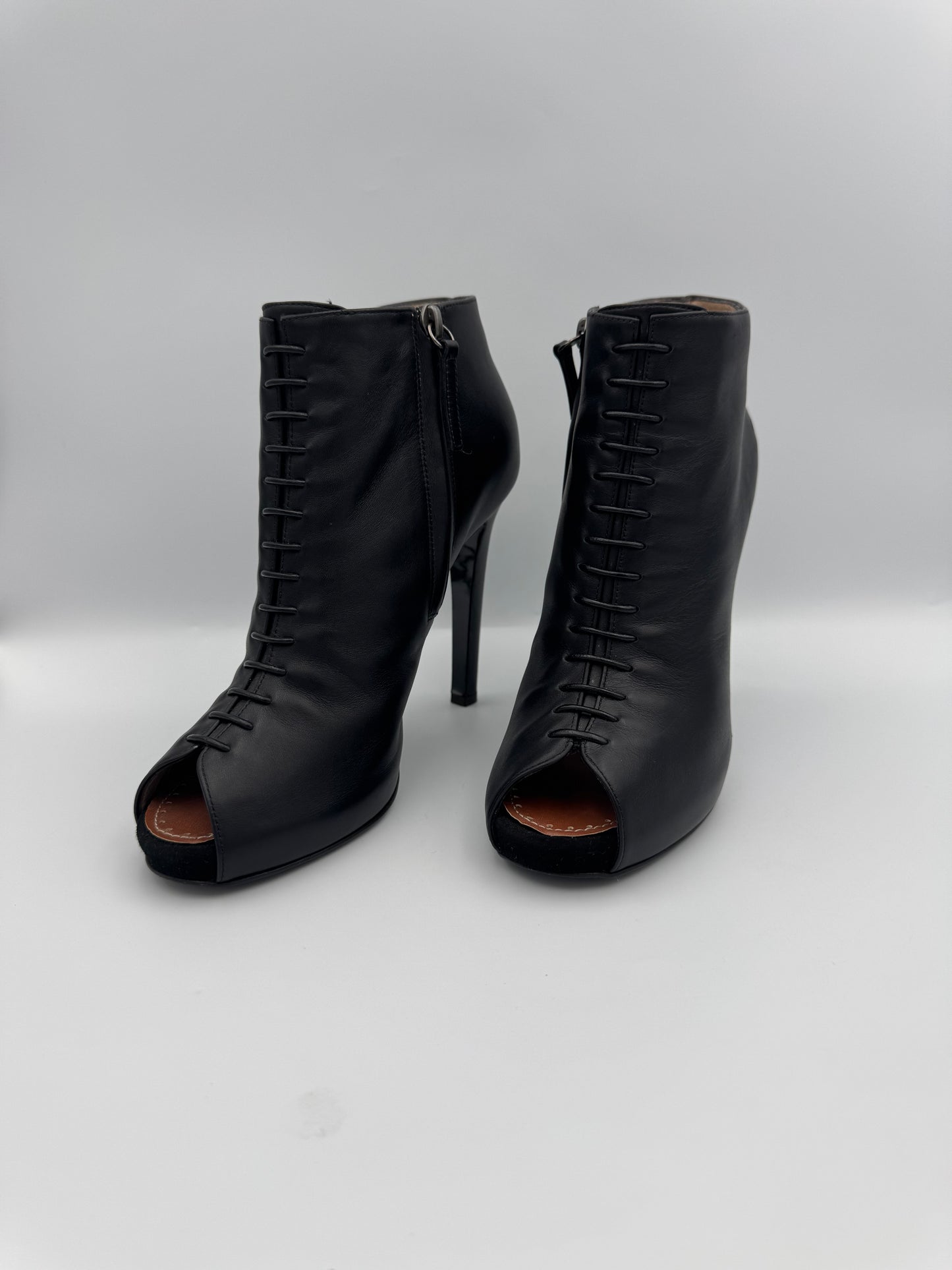 PROENZA SCHOULER Black Leather Open Toe Boots Size 39