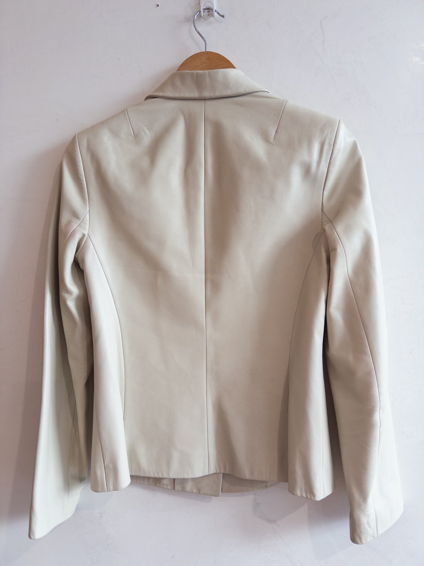 SARAY Cream Leather Jacket Size 8