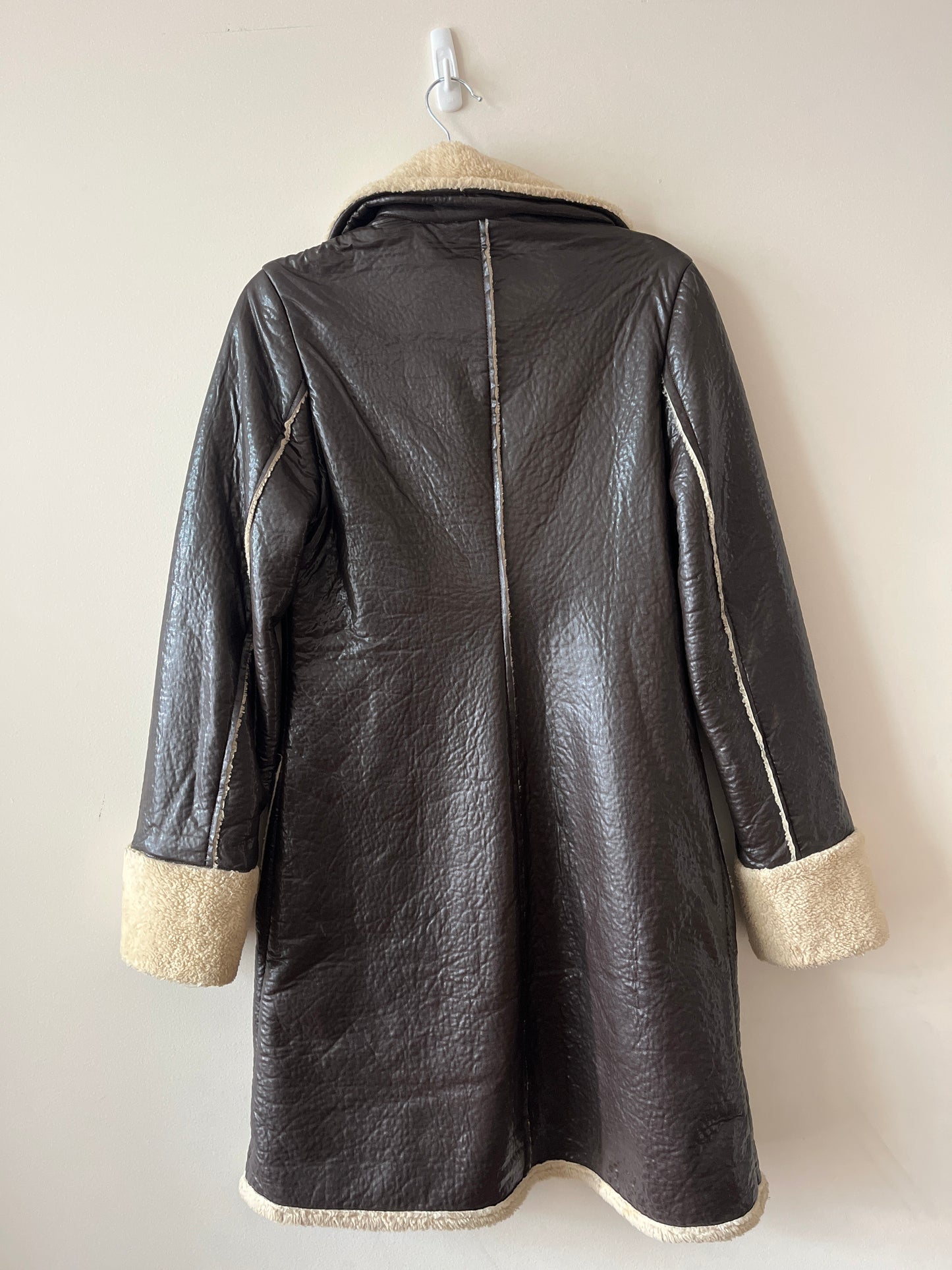 Vintage Bettina Liano Dark Brown Faux Shearling Coat S-M