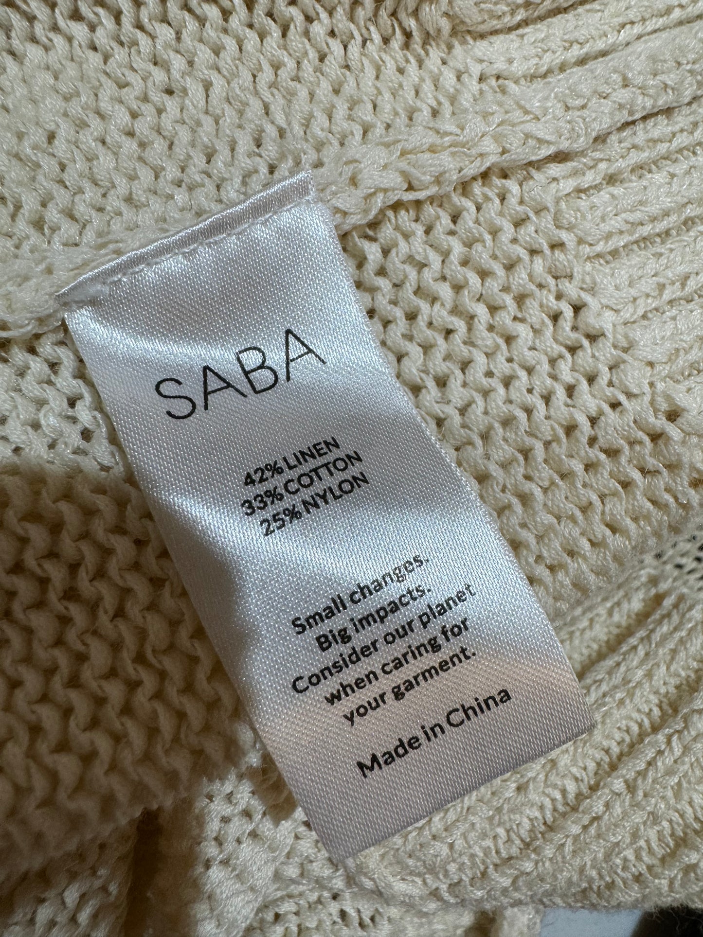 SABA Cream Linen Blend Vest Size XS
