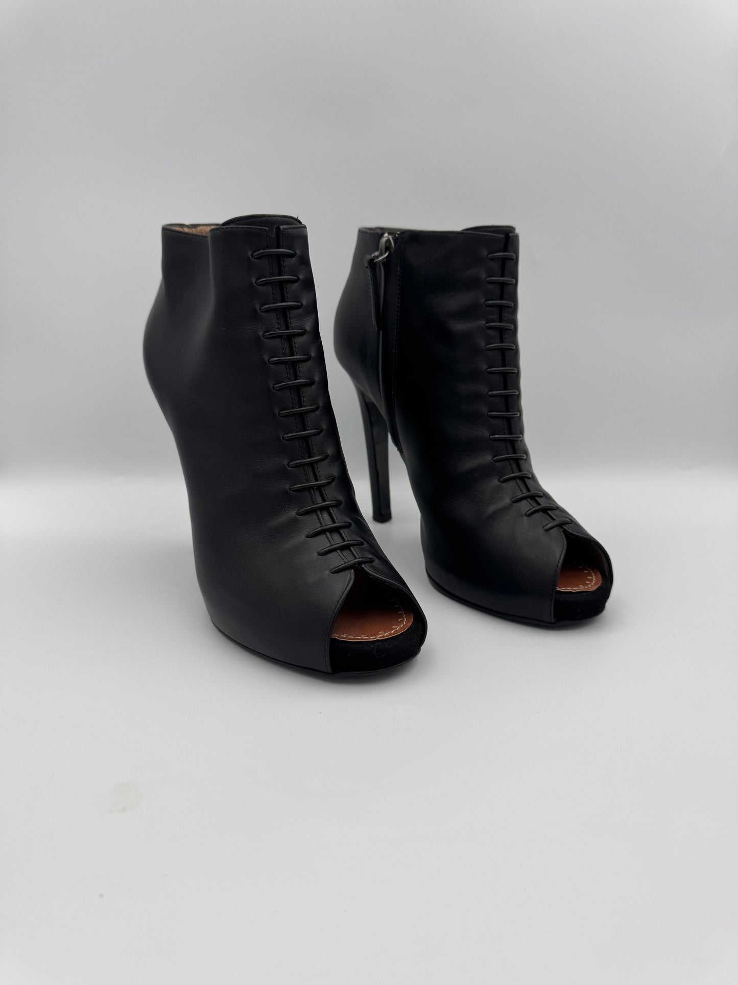 PROENZA SCHOULER Black Leather Open Toe Boots Size 39