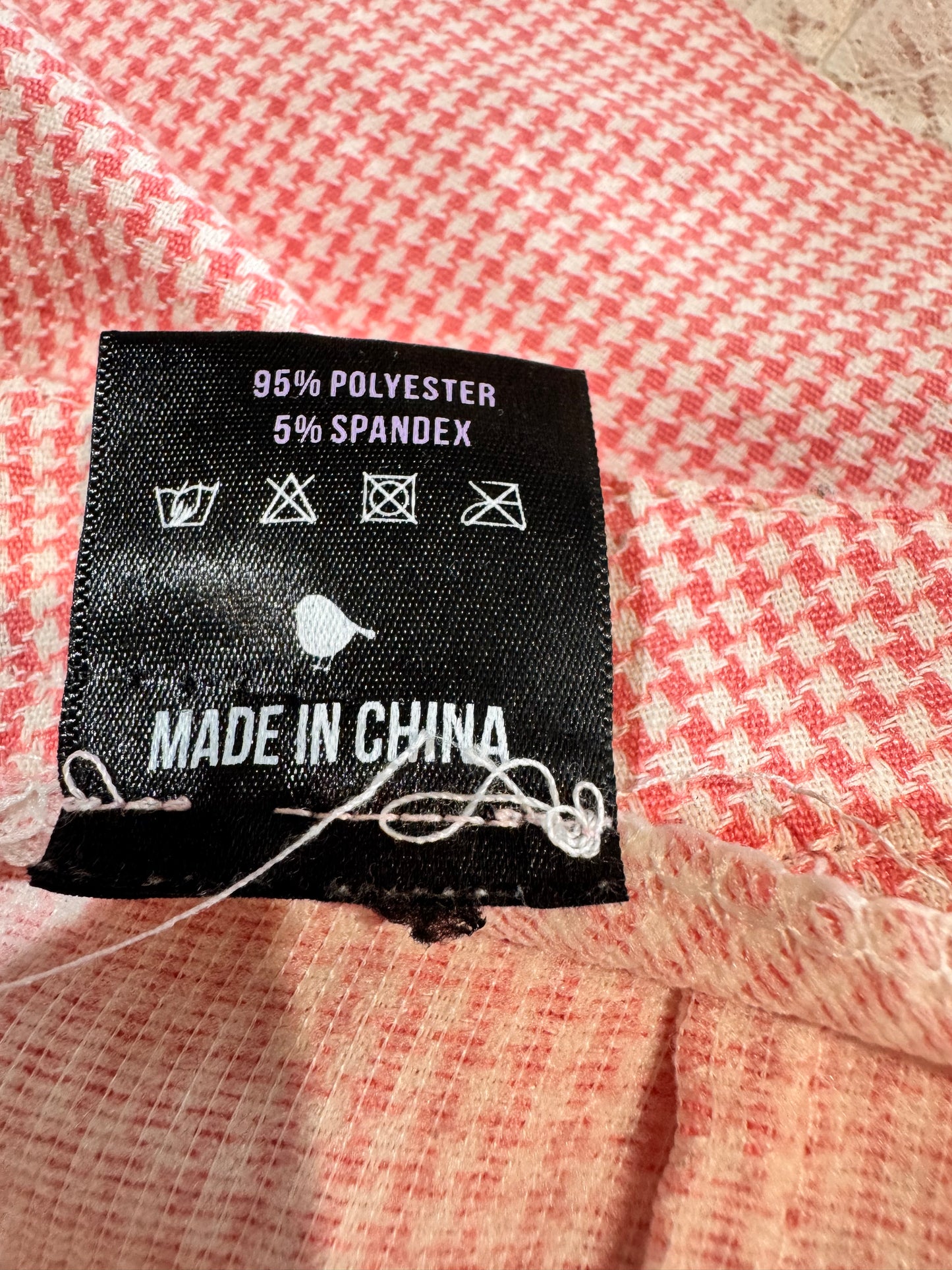 Upcycled pink houndstooth Skirt -size 8