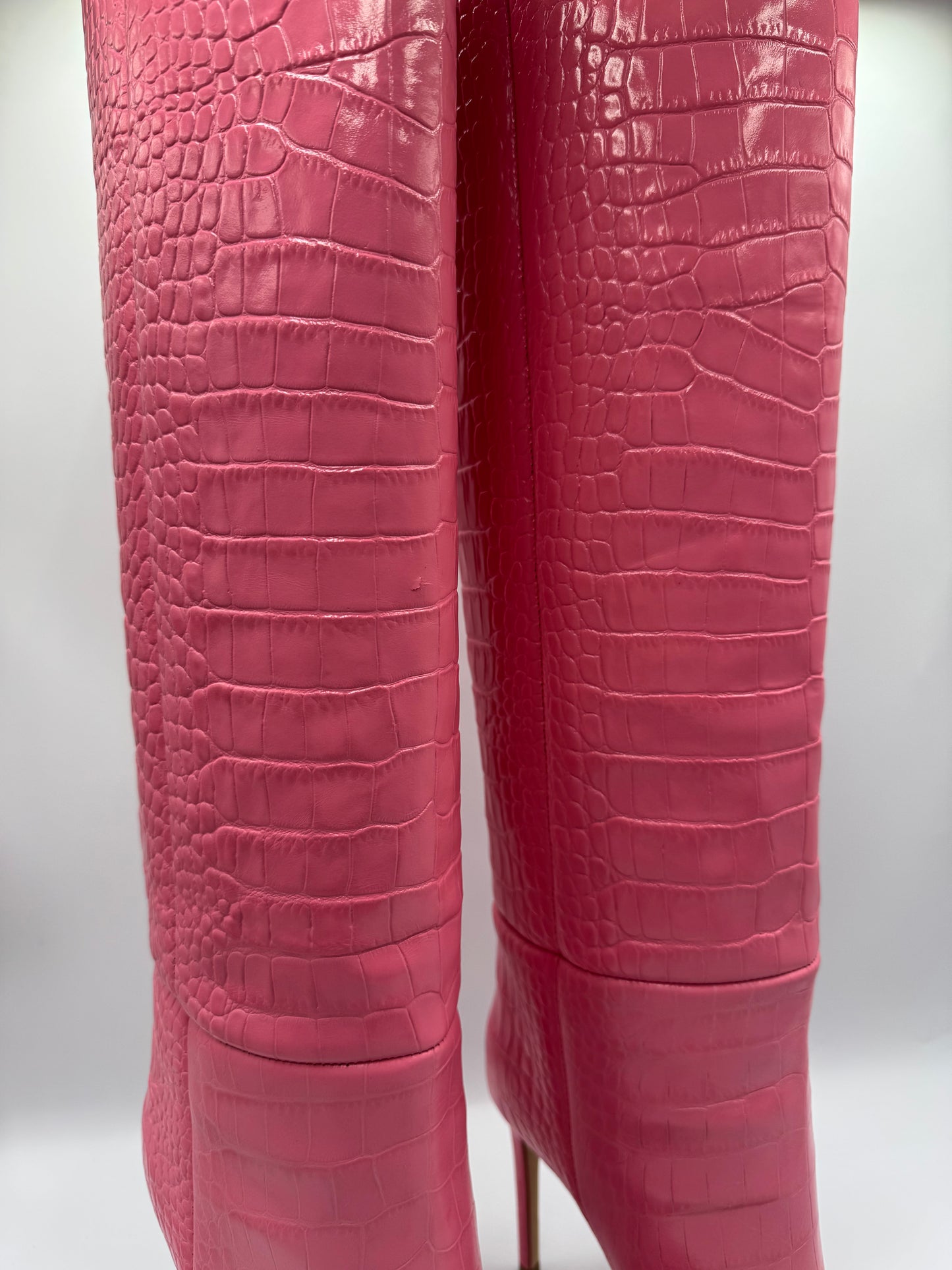 PARIS TEXAS Crocodile Embossed Leather Boots 38.5
