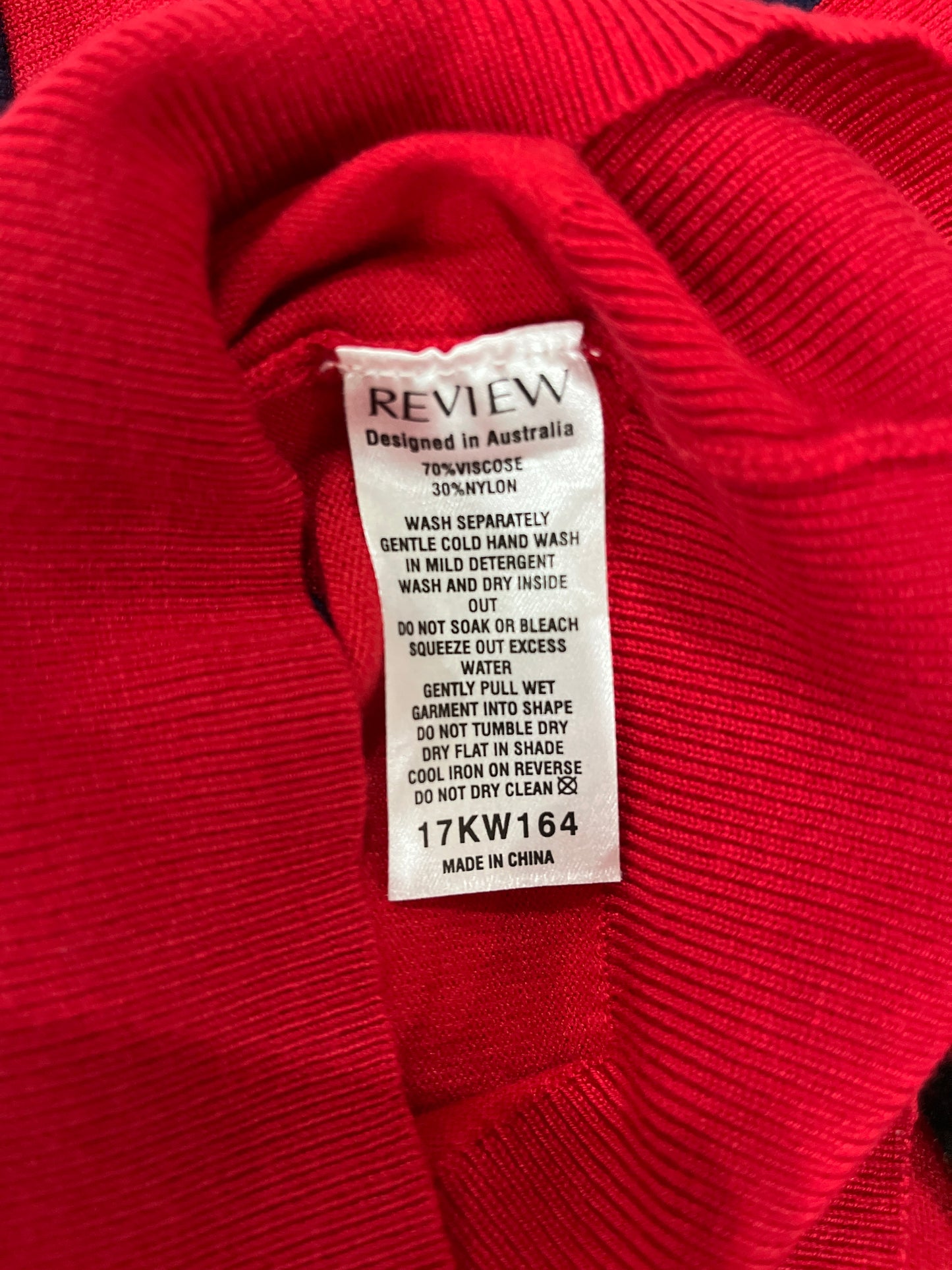 REVIEW Red Navy Knit Top XS