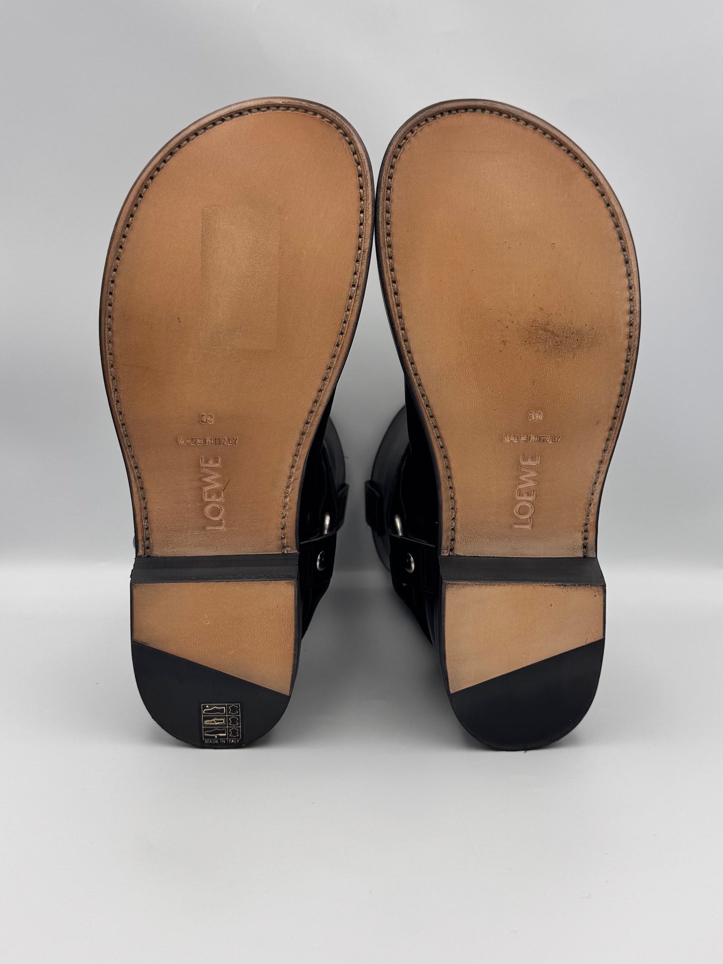 LOEWE Campo Anagram Embossed Biker Boot Size 39
