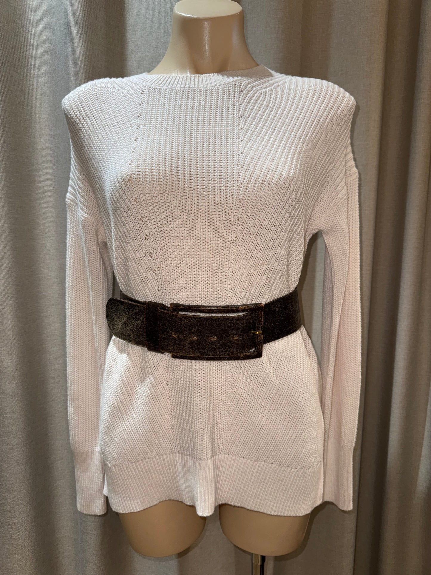 Brown Leather Belt with Large Buckle