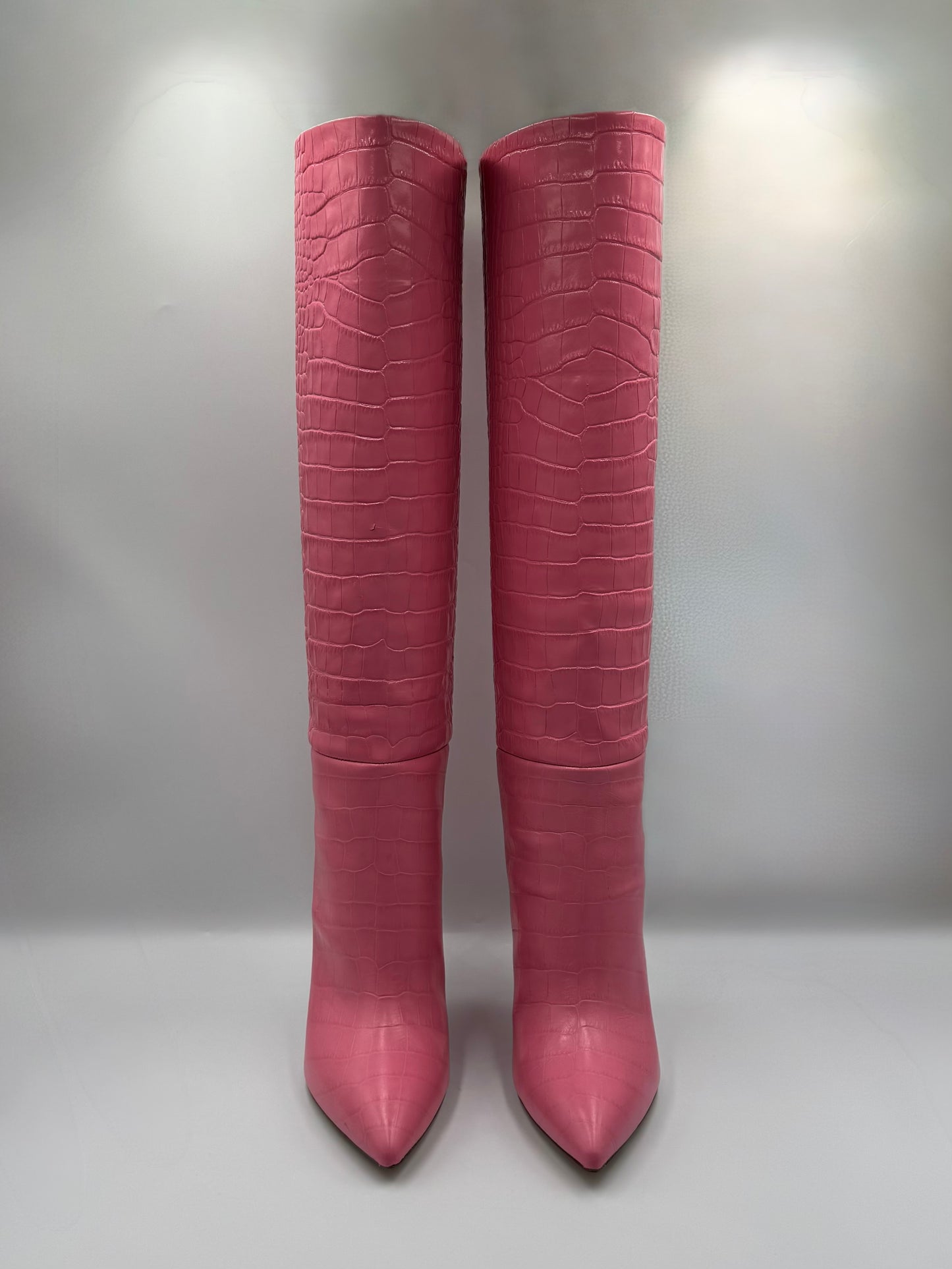 PARIS TEXAS Crocodile Embossed Leather Boots 38.5
