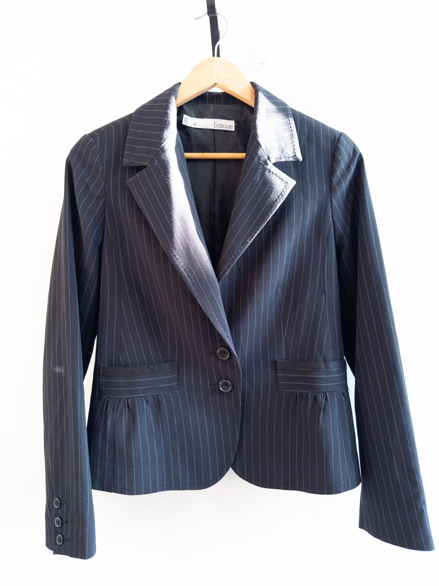 BASQUE Navy Striped Jacket Size 8