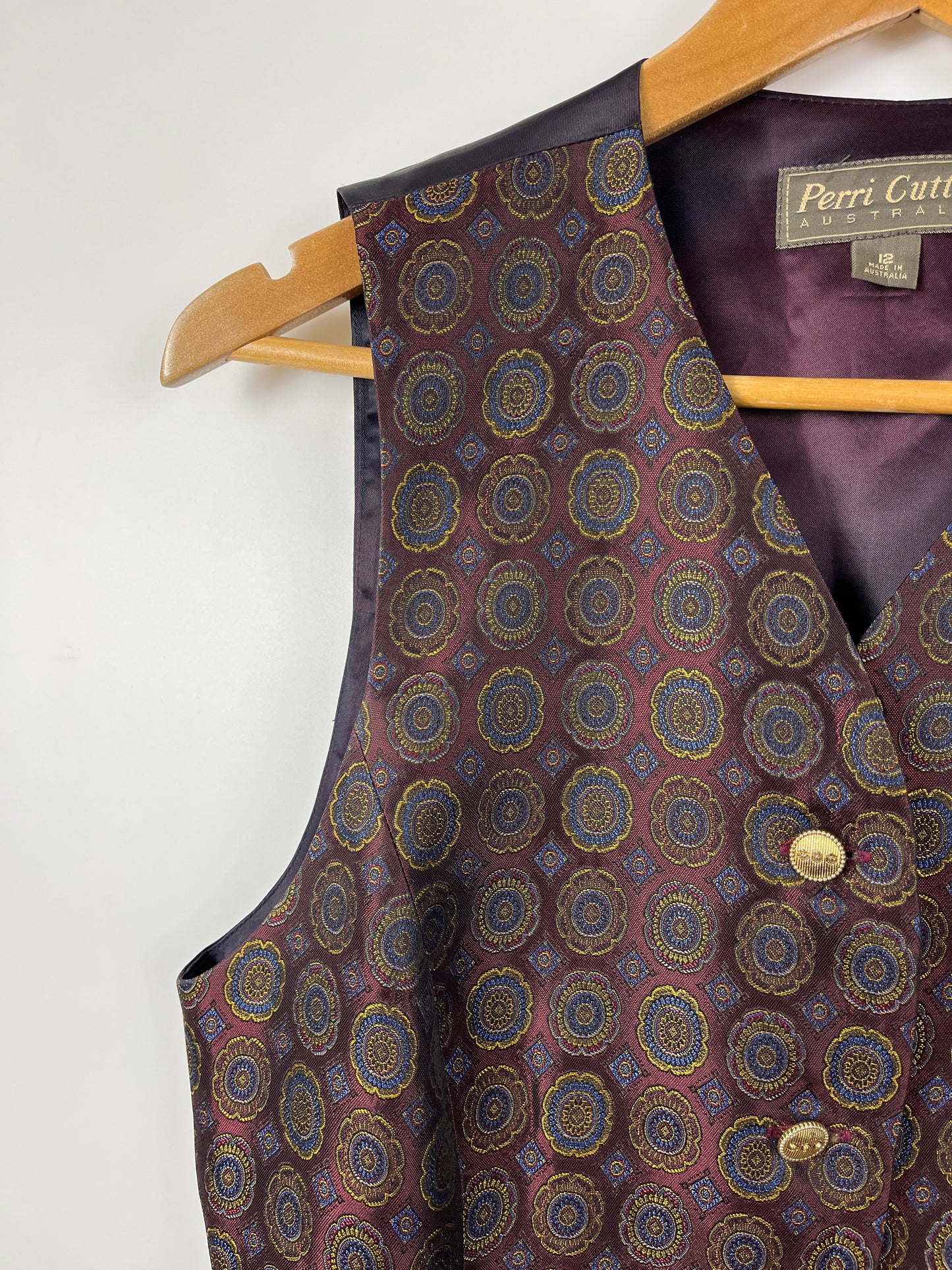 Vintage PERRI CUTTEN Brocade Vest Size 12