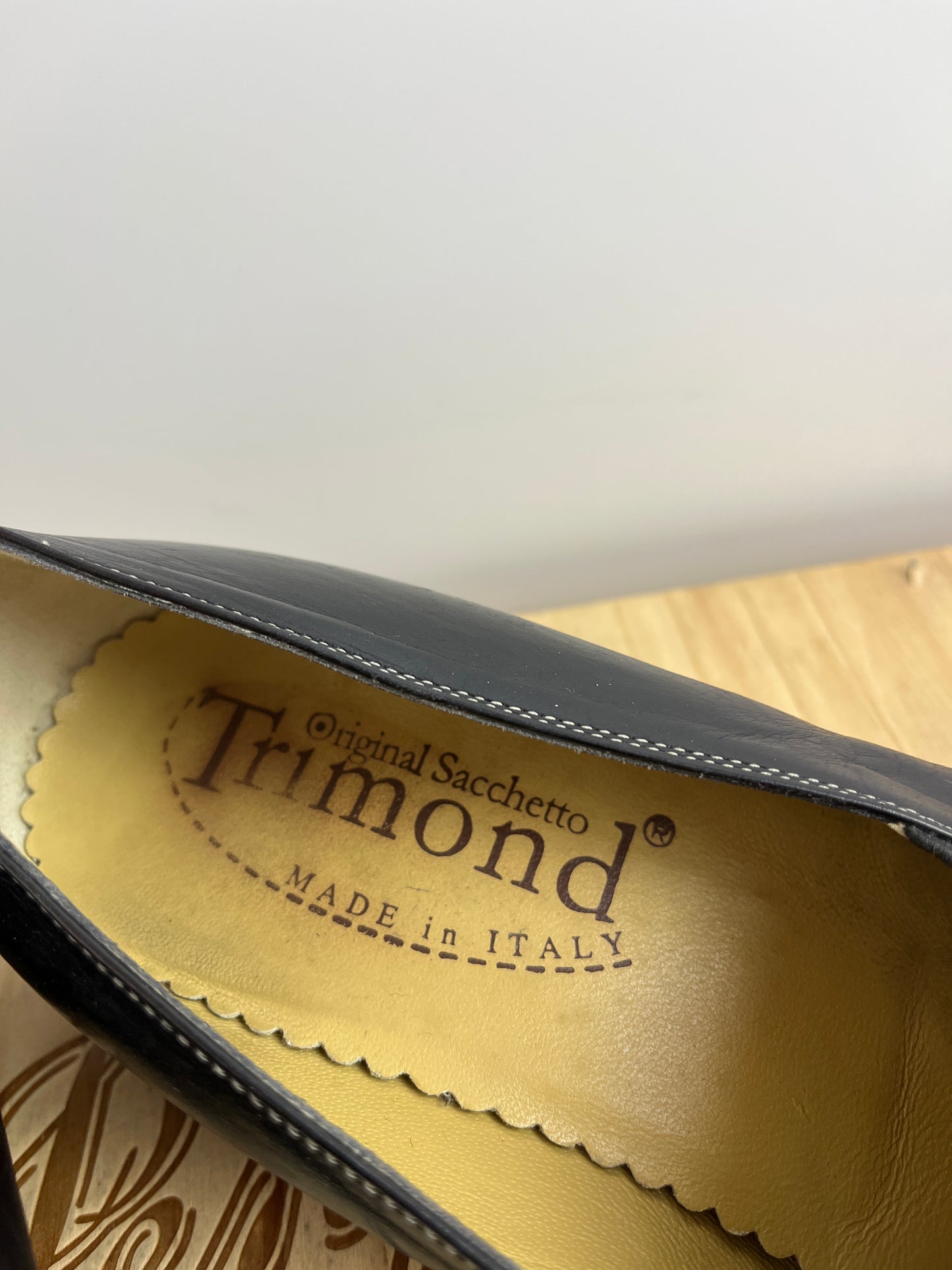 Vintage SACCHETTO TRIMOND Black Leather Mules Size 39.5