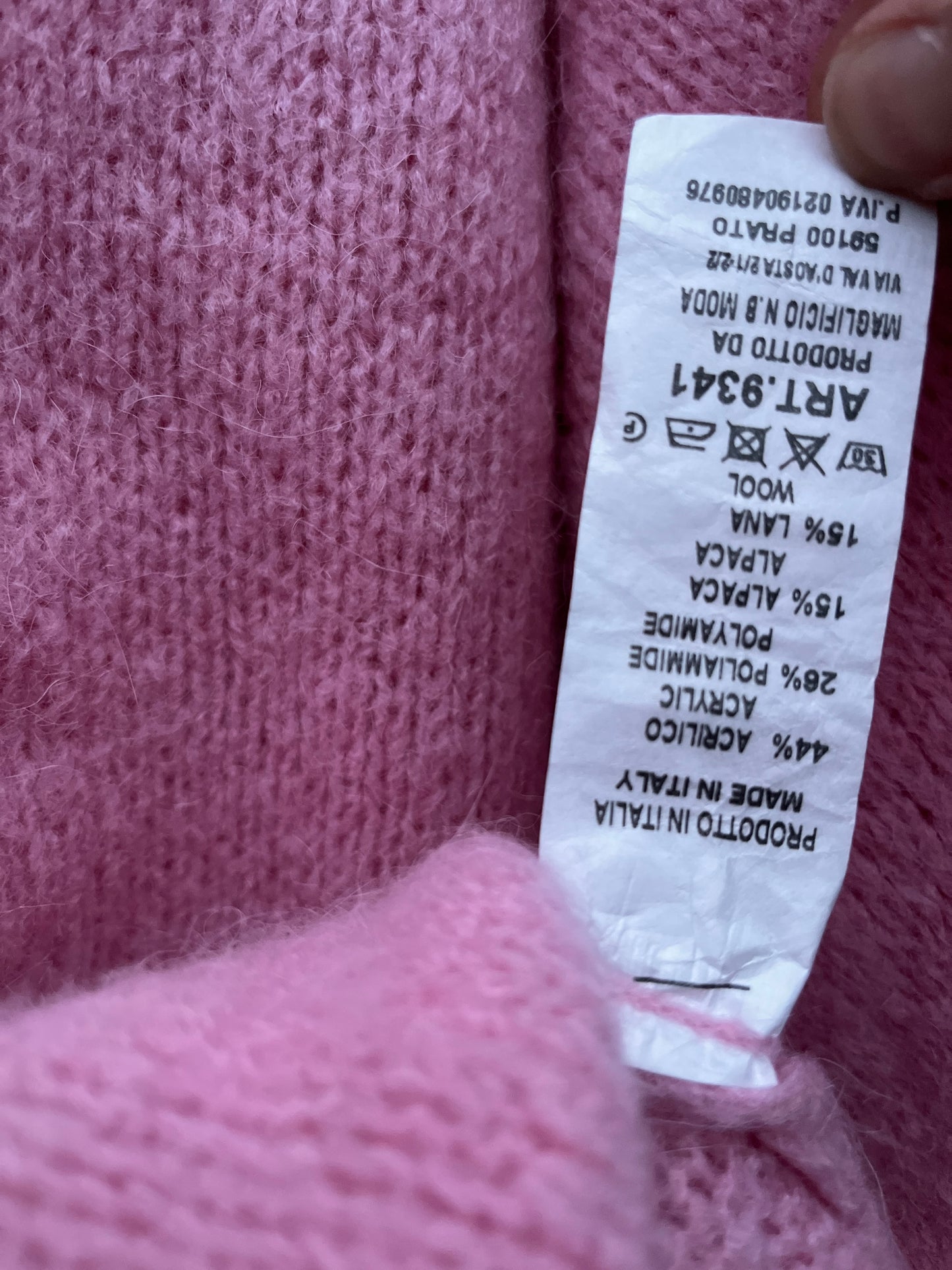 Dallitalia Pink Wool Blend Cardigan Size M-L
