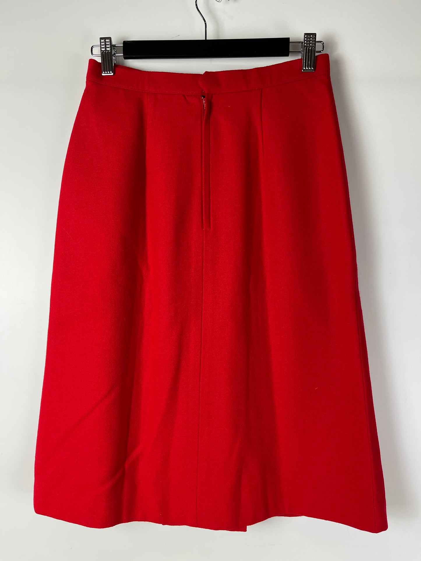Vintage Red Wool A-Line Midi Skirt Size 8