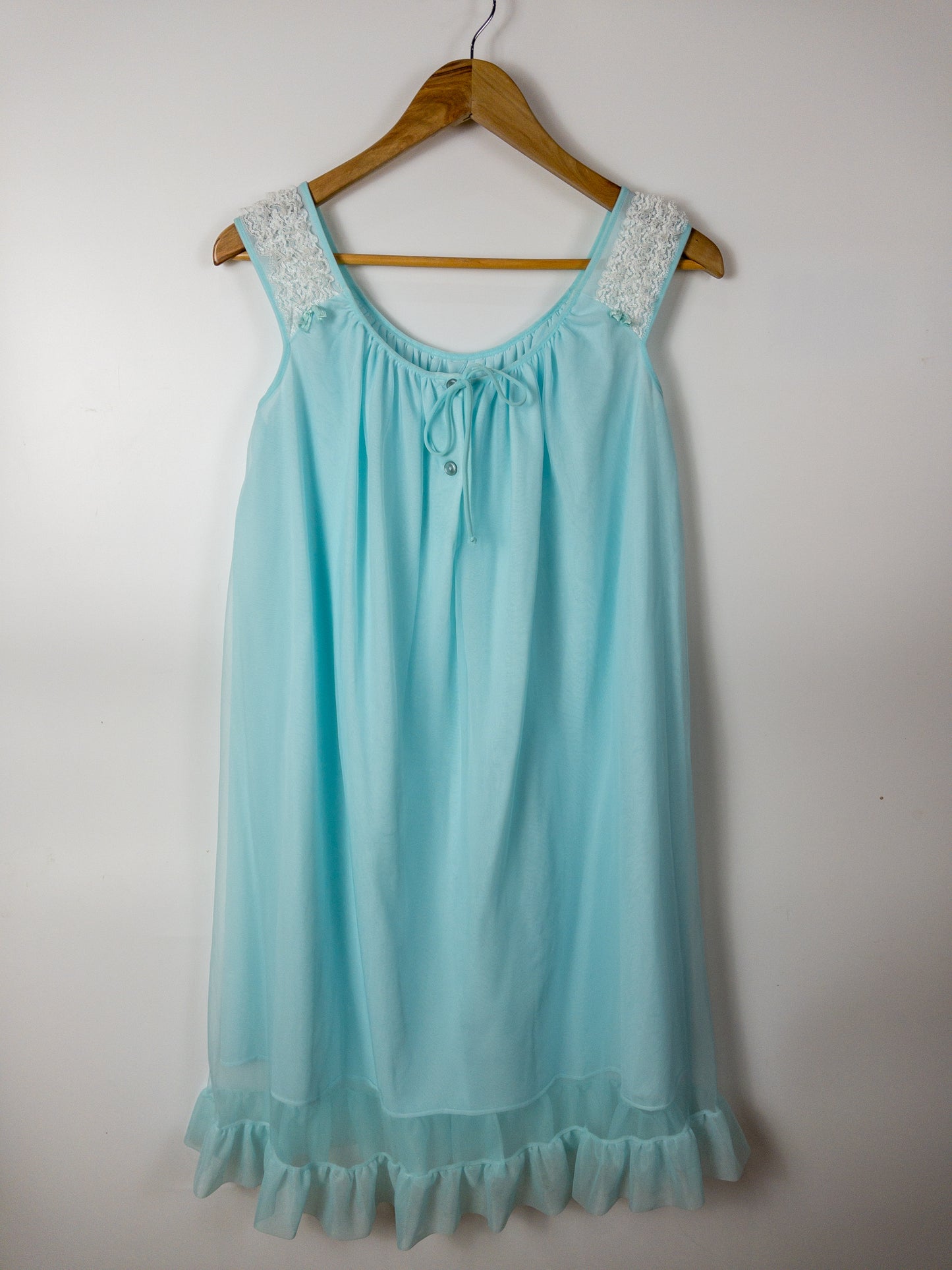 Sweet Vintage Baby Blue Sleeveless Night Dress XS