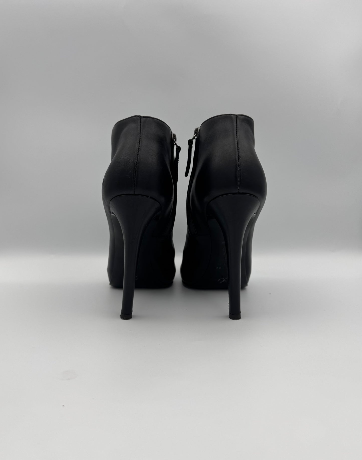 PROENZA SCHOULER Black Leather Open Toe Boots Size 39