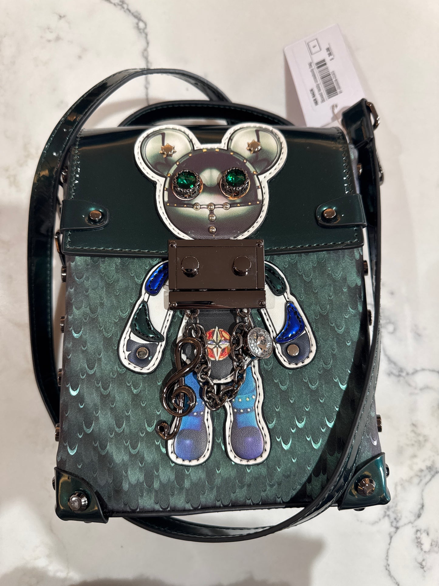 Boxed teddy crossbody bag