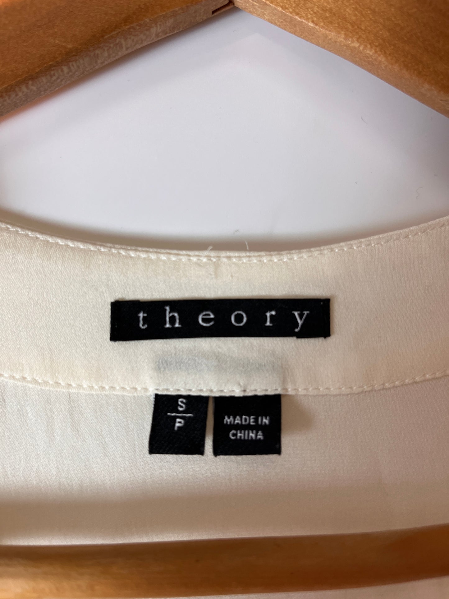 THEORY Ivory Silk Blouse Size S