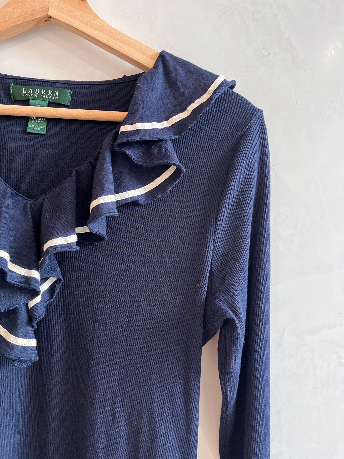 LAUREN By Ralph Lauren Navy Nautical Top M
