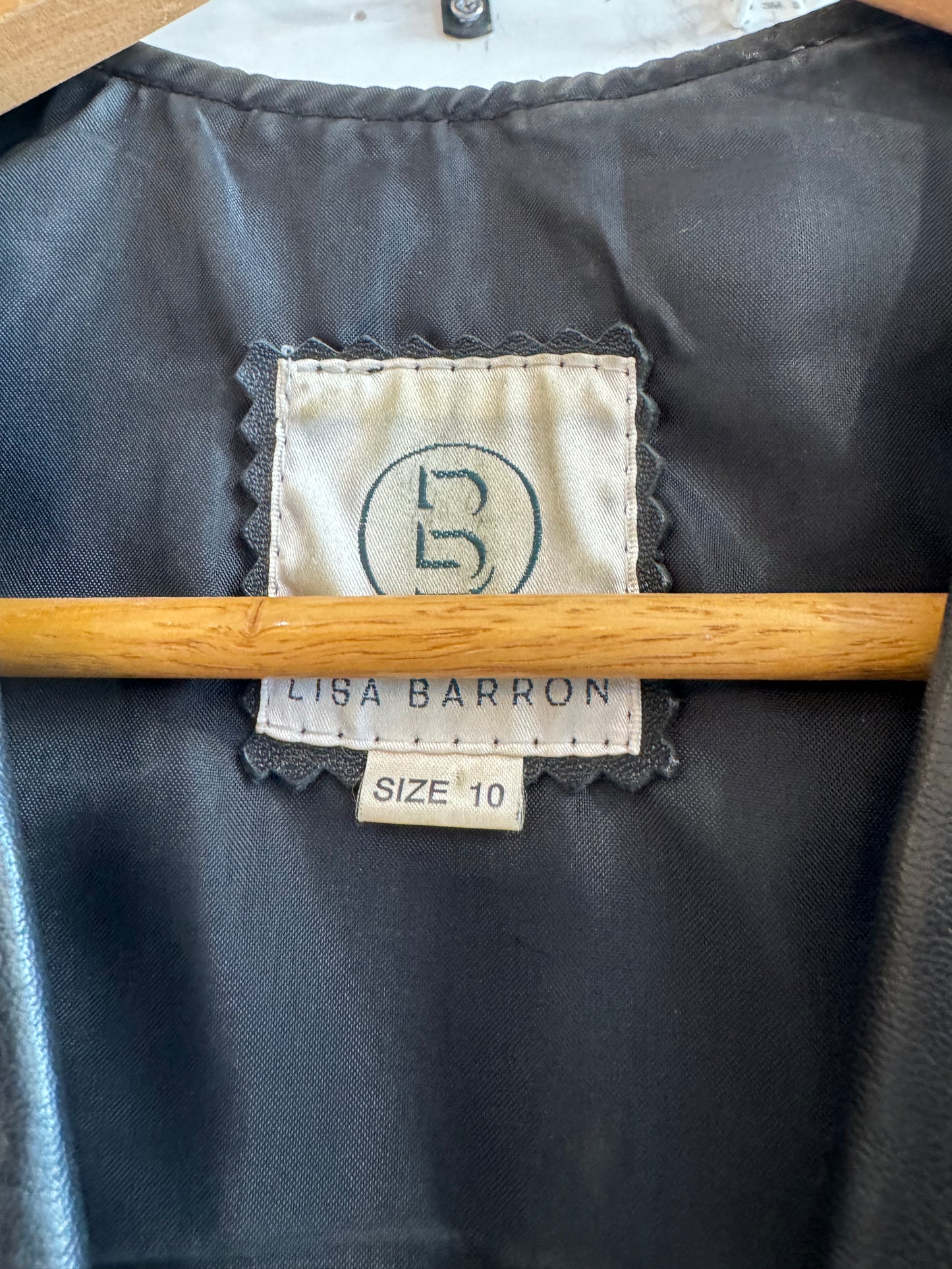 Vintage LISA BARON Black Leather Vest Size 10